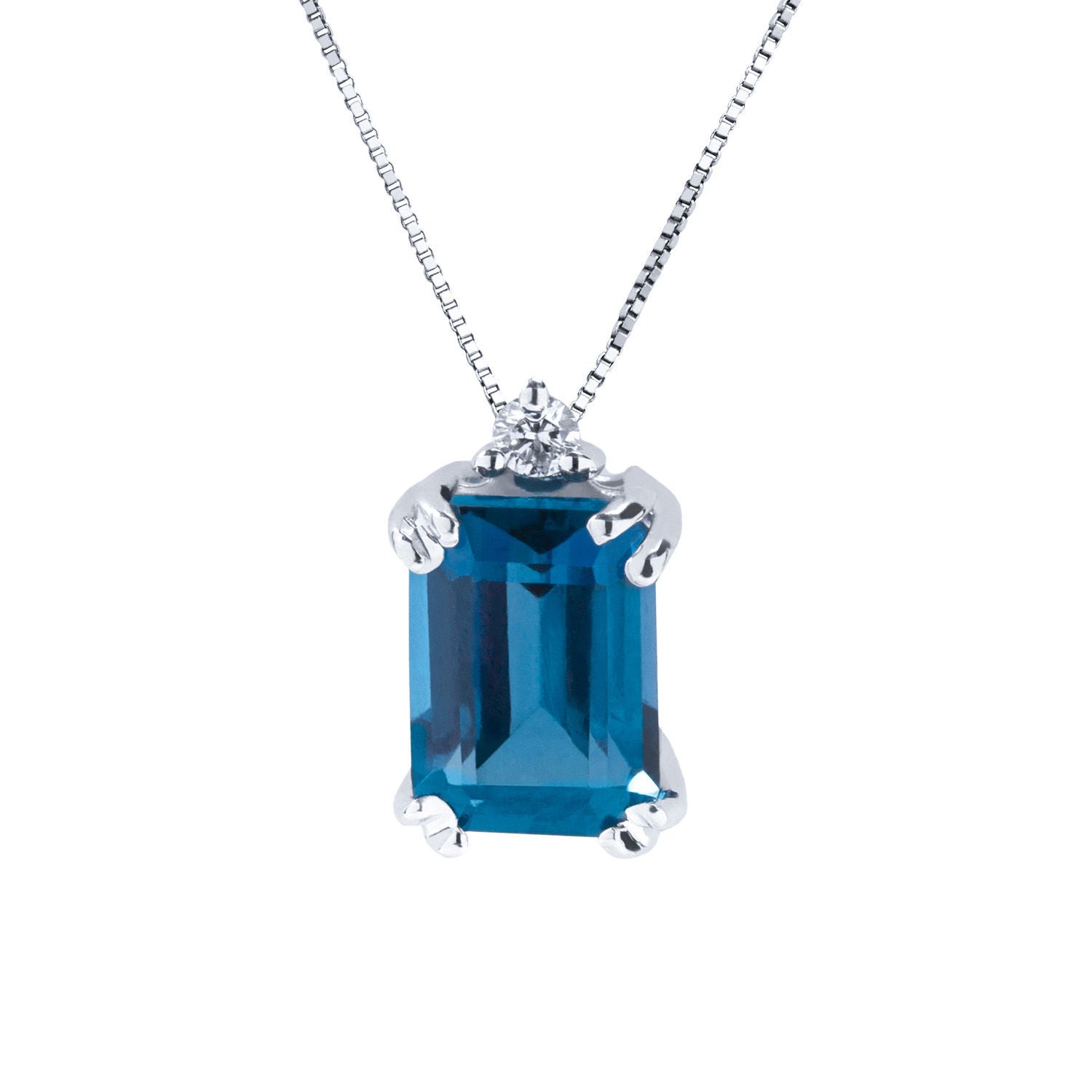 Κολιέ Gems από λευκό χρυσό 18K με London blue topaz και διαμάντι μπριγιάν Εικόνα 1