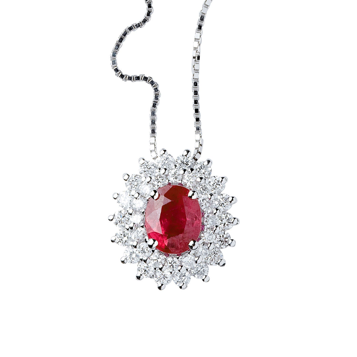 Κολιέ Gems από λευκό χρυσό 18K με ρουμπίνι και διαμάντια μπριγιάν Εικόνα 1