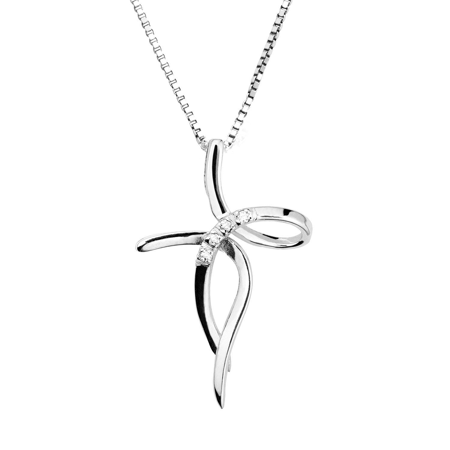 Σταυρός από λευκό χρυσό 18K με διαμάντια μπριγιάν Εικόνα 1