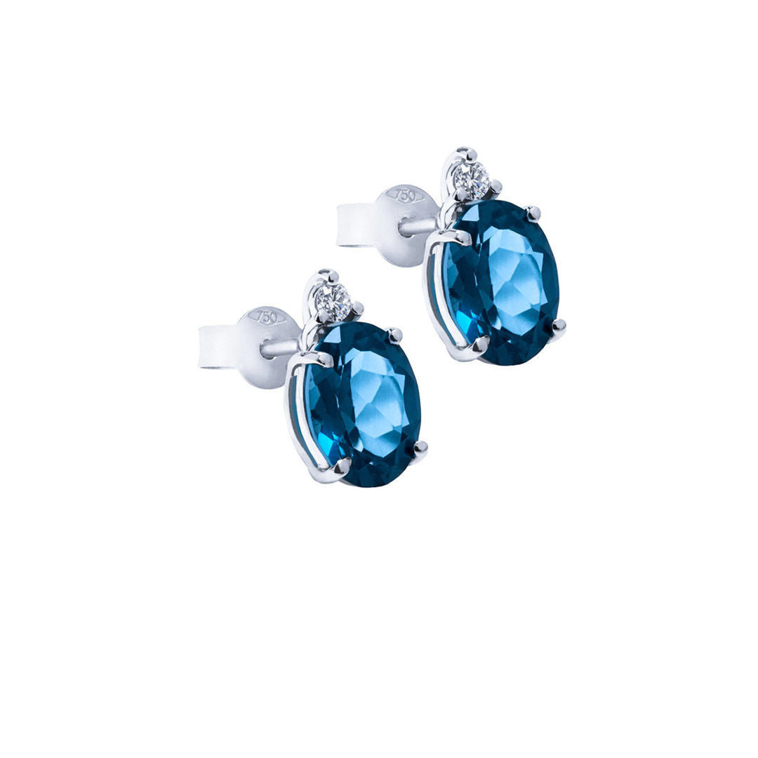 Σκουλαρίκια Gems από λευκό χρυσό 18K με London blue topaz και διαμάντια μπριγιάν Εικόνα 1