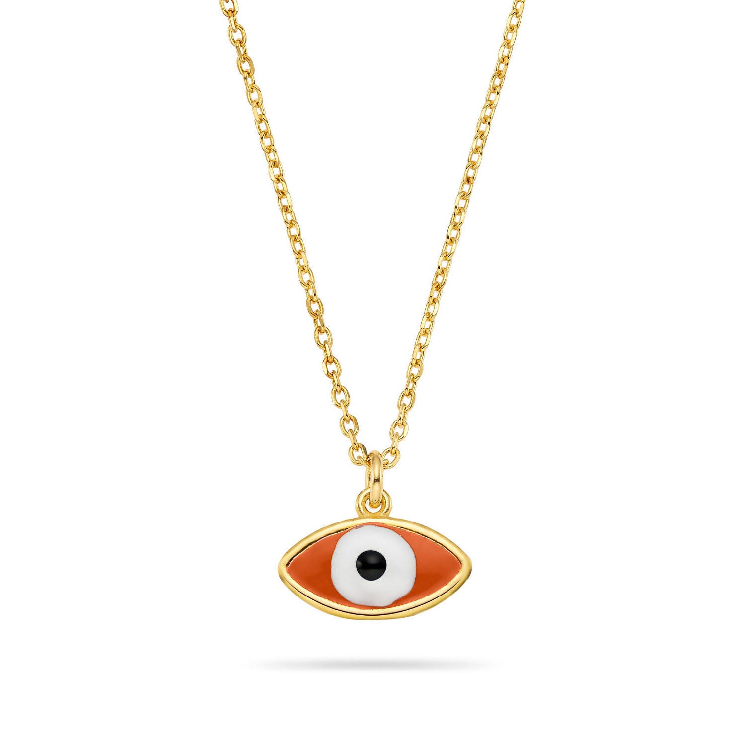 Κολιέ i από επιχρυσωμένο ασήμι 925° με πορτοκαλί σμάλτο Εικόνα 1