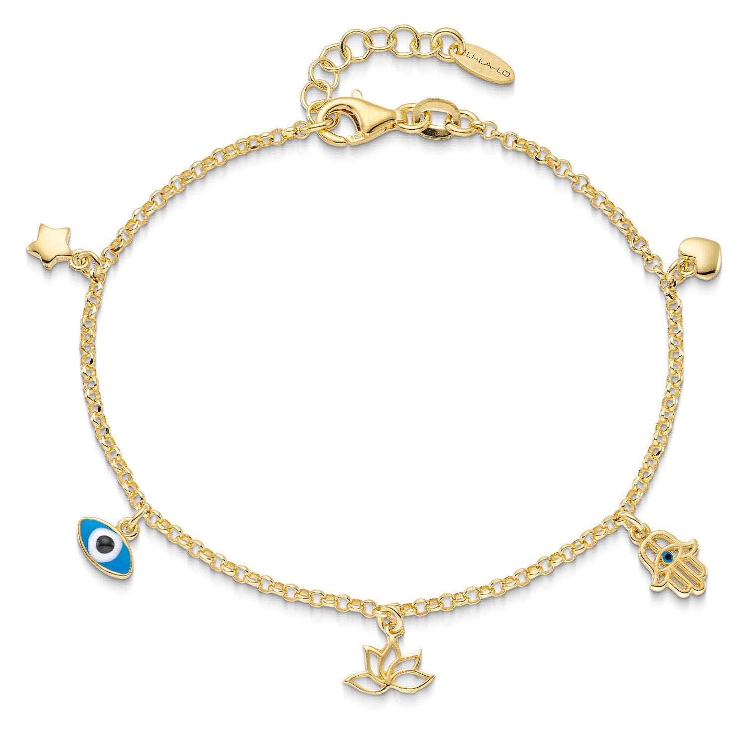 Βραχιόλι i με charms από επιχρυσωμένο ασήμι 925° και γαλάζιο σμάλτο Εικόνα 1