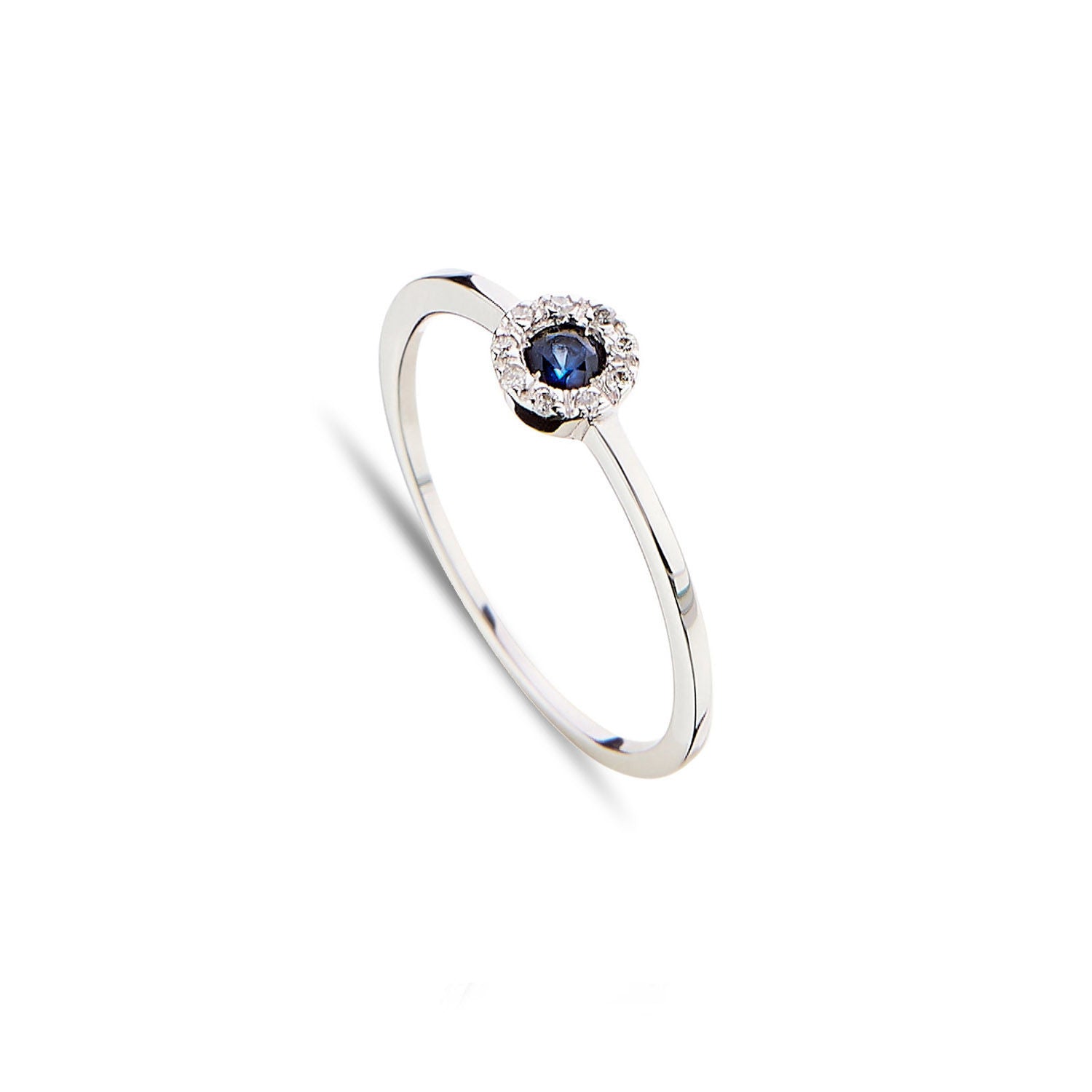 Δαχτυλίδι Gems από λευκό χρυσό 18K με ζαφείρι και διαμάντια μπριγιάν Εικόνα 1