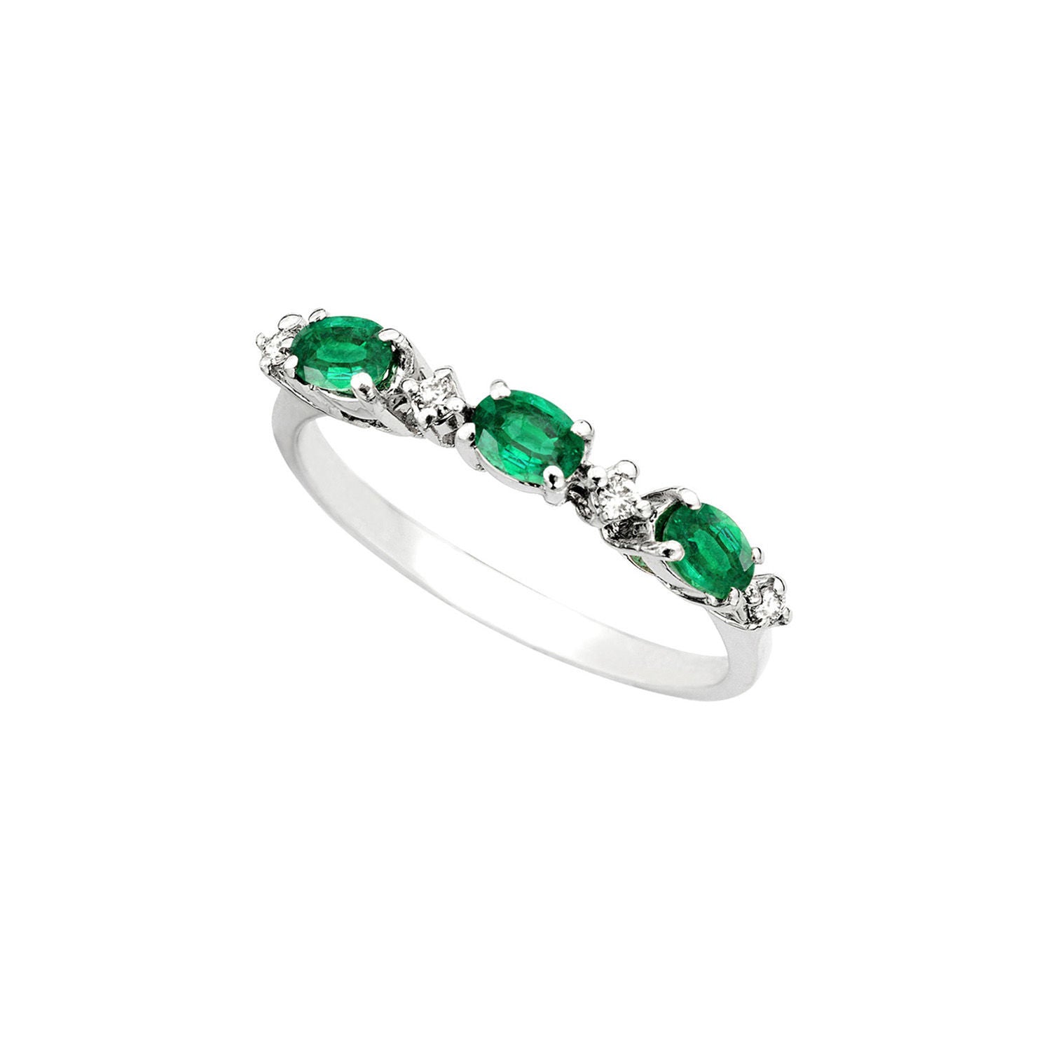 Δαχτυλίδι Gems από λευκό χρυσό 18K με σμαράγδια και διαμάντια μπριγιάν Εικόνα 1