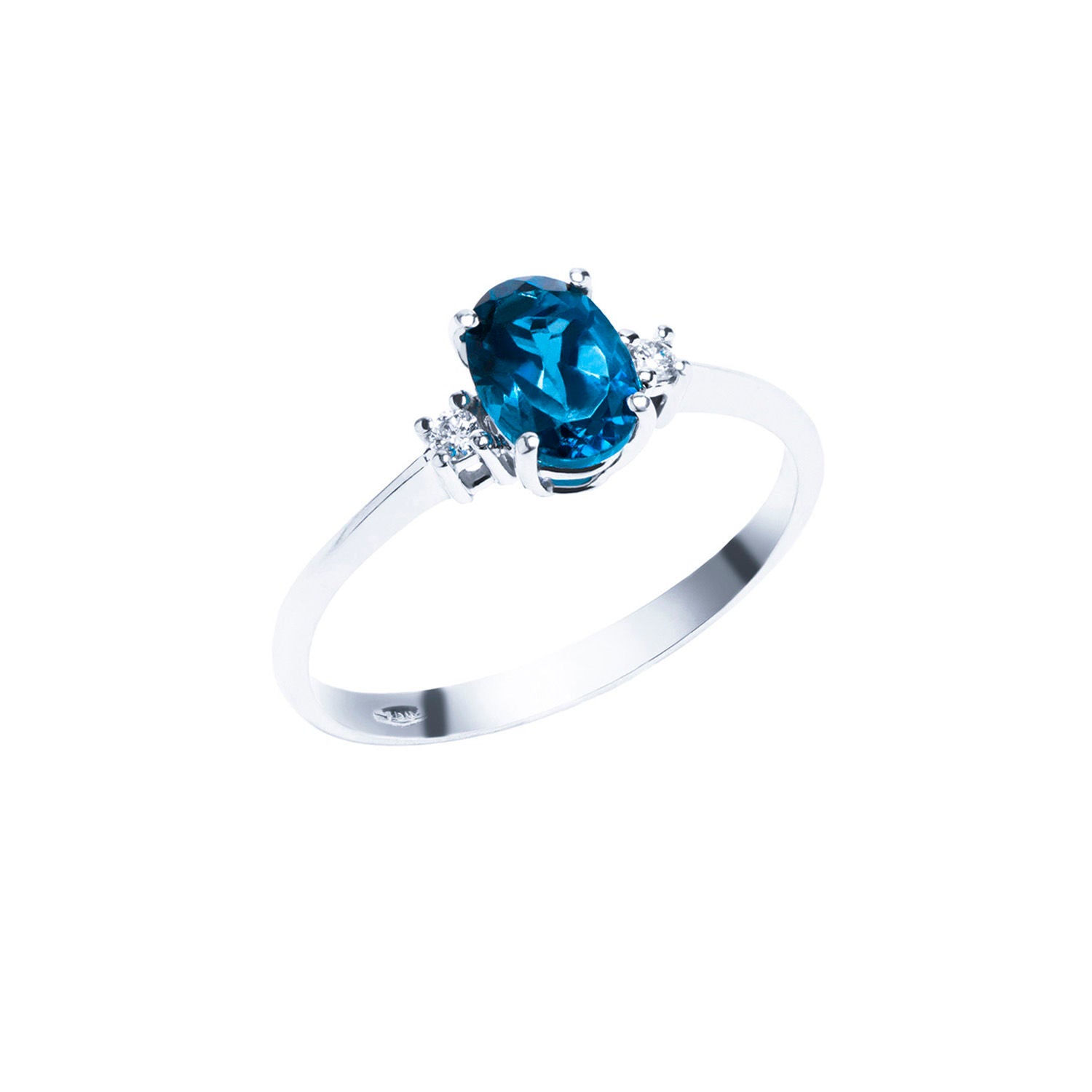 Δαχτυλίδι Gems από λευκό χρυσό 18K με London blue topaz και διαμάντια μπριγιάν Εικόνα 1