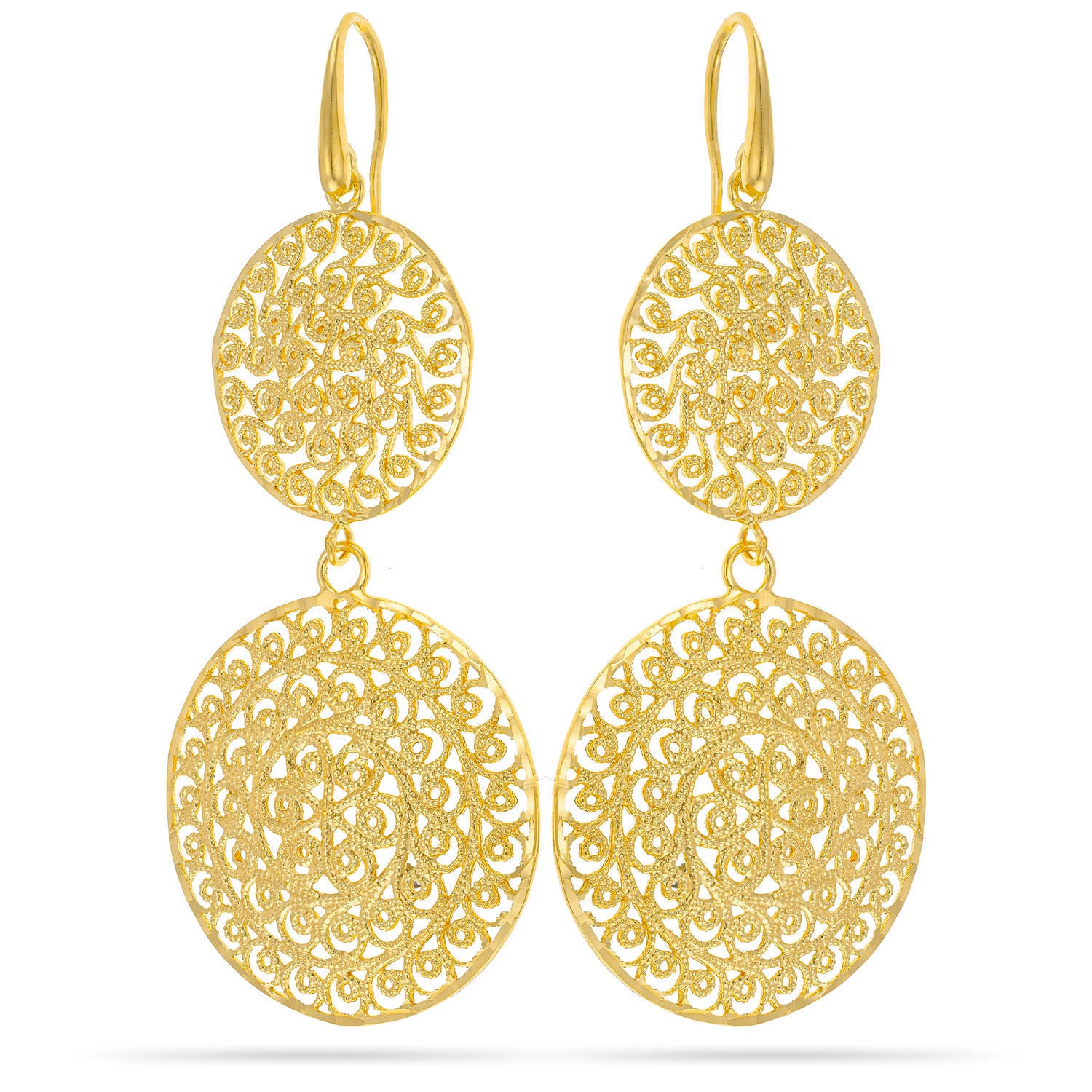 Σκουλαρίκια Artisanal από επιχρυσωμένο ασήμι 925° Εικόνα 1