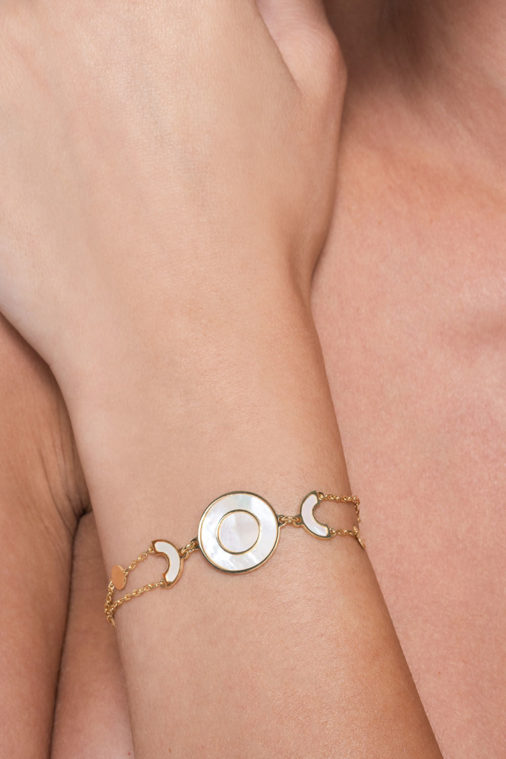 Βραχιόλι Geometry διπλό από επιχρυσωμένο ασήμι 925° με φίλντισι Εικόνα 3