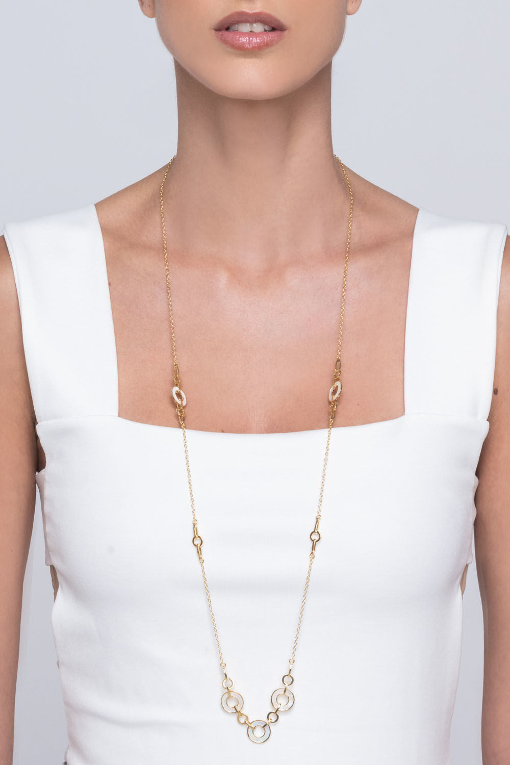 Κολιέ Geometry από επιχρυσωμένο ασήμι 925° με φίλντισι Εικόνα 2