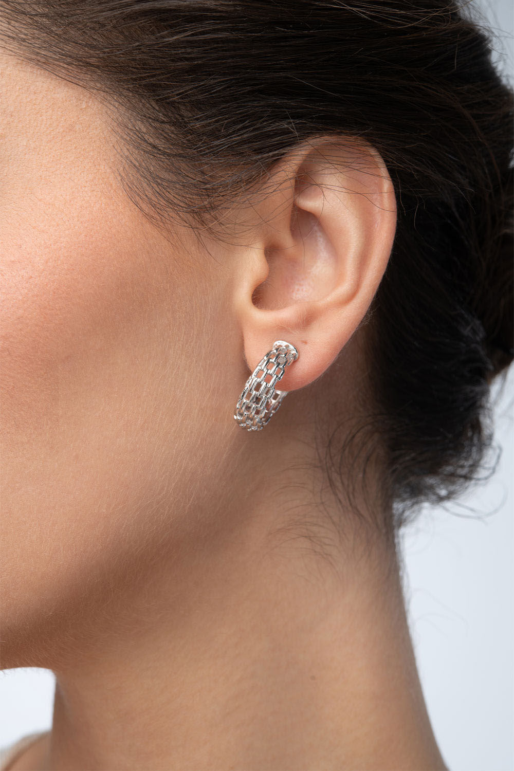 Σκουλαρίκια κρίκοι Skin από επιροδιωμένο ασήμι 925° Εικόνα 3