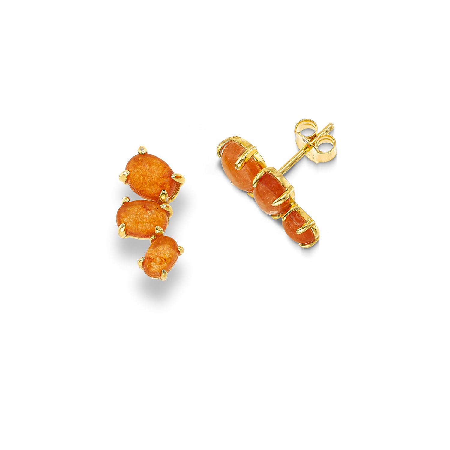 Σκουλαρίκια Iris από επιχρυσωμένο ασήμι 925° με αβεντουρίνη και quartz Εικόνα 1