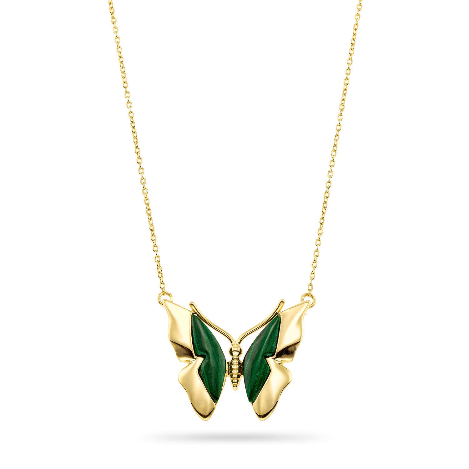 Κολιέ Iris Πεταλούδα από επιχρυσωμένο ασήμι 925° με μαλαχίτη Εικόνα 1