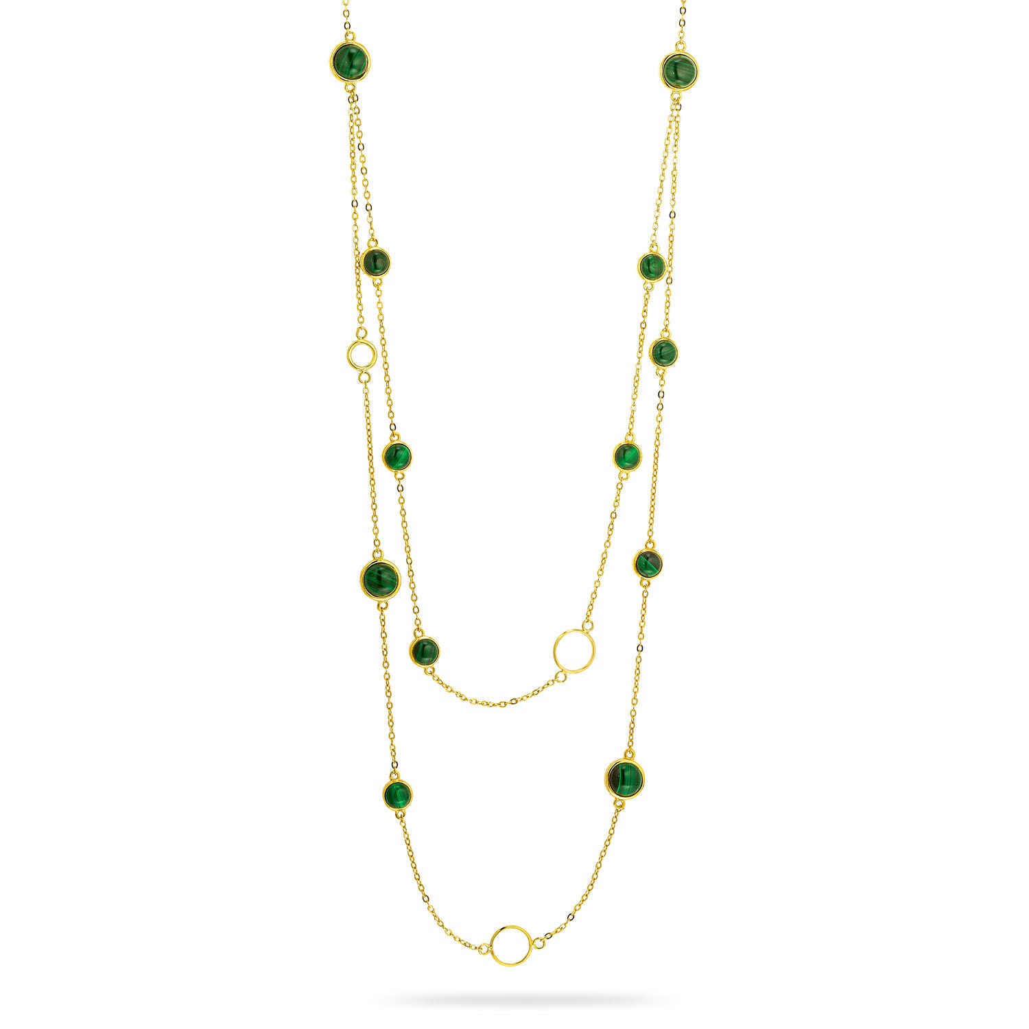 Κολιέ Iris από επιχρυσωμένο ασήμι 925° με μαλαχίτη Εικόνα 1