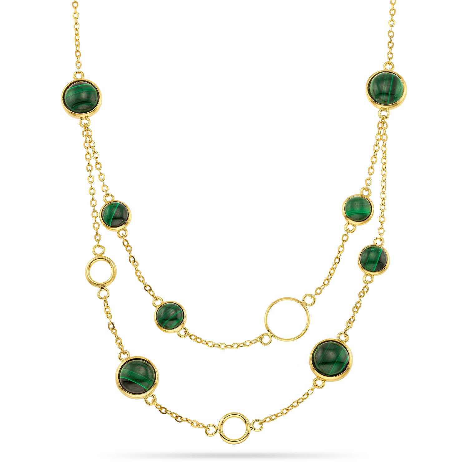 Κολιέ Iris από επιχρυσωμένο ασήμι 925° με μαλαχίτη Εικόνα 1