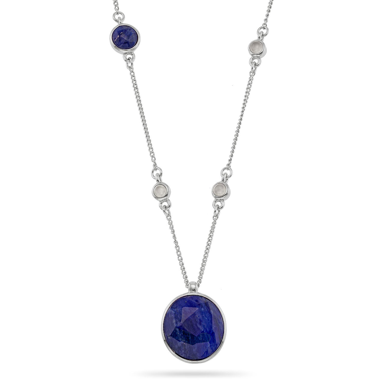 Κολιέ Iris από επιροδιωμένο ασήμι 925° με χαλκηδόνιο και σοδαλίτη Εικόνα 1