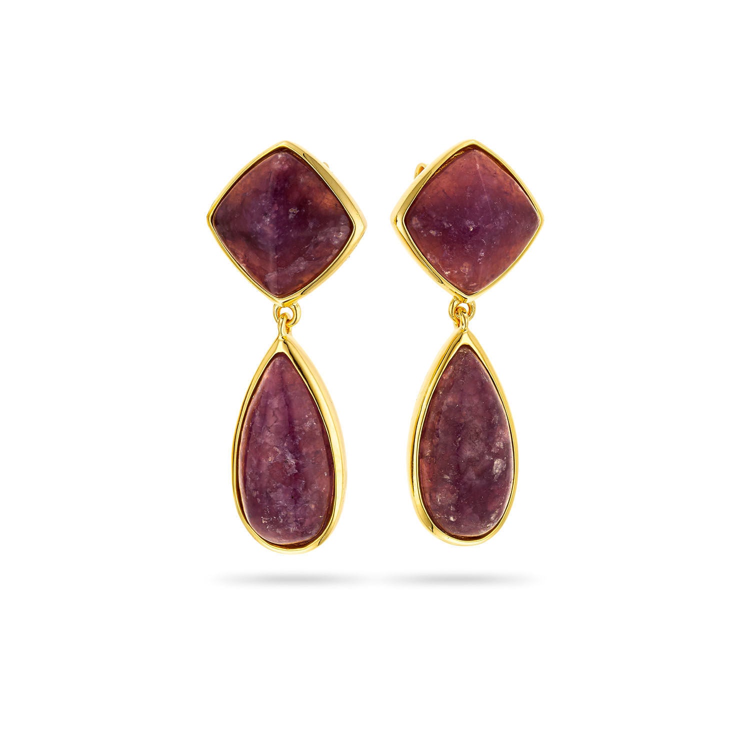 Σκουλαρίκια Iris από επιχρυσωμένο ασήμι 925° με λεπιδολίτη Εικόνα 1