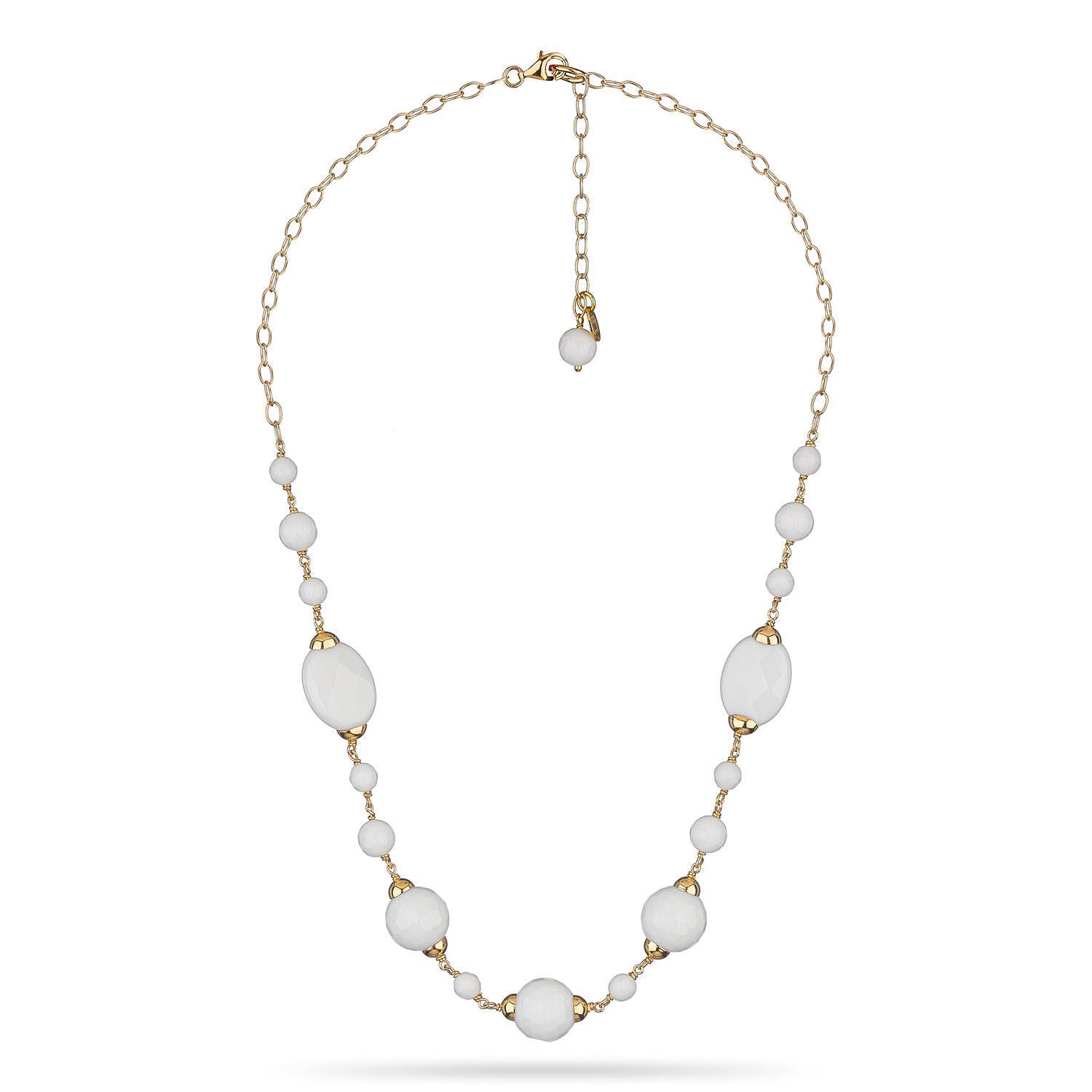 Κολιέ Swing από επιχρυσωμένο ασήμι 925° με λευκό αχάτη Εικόνα 3