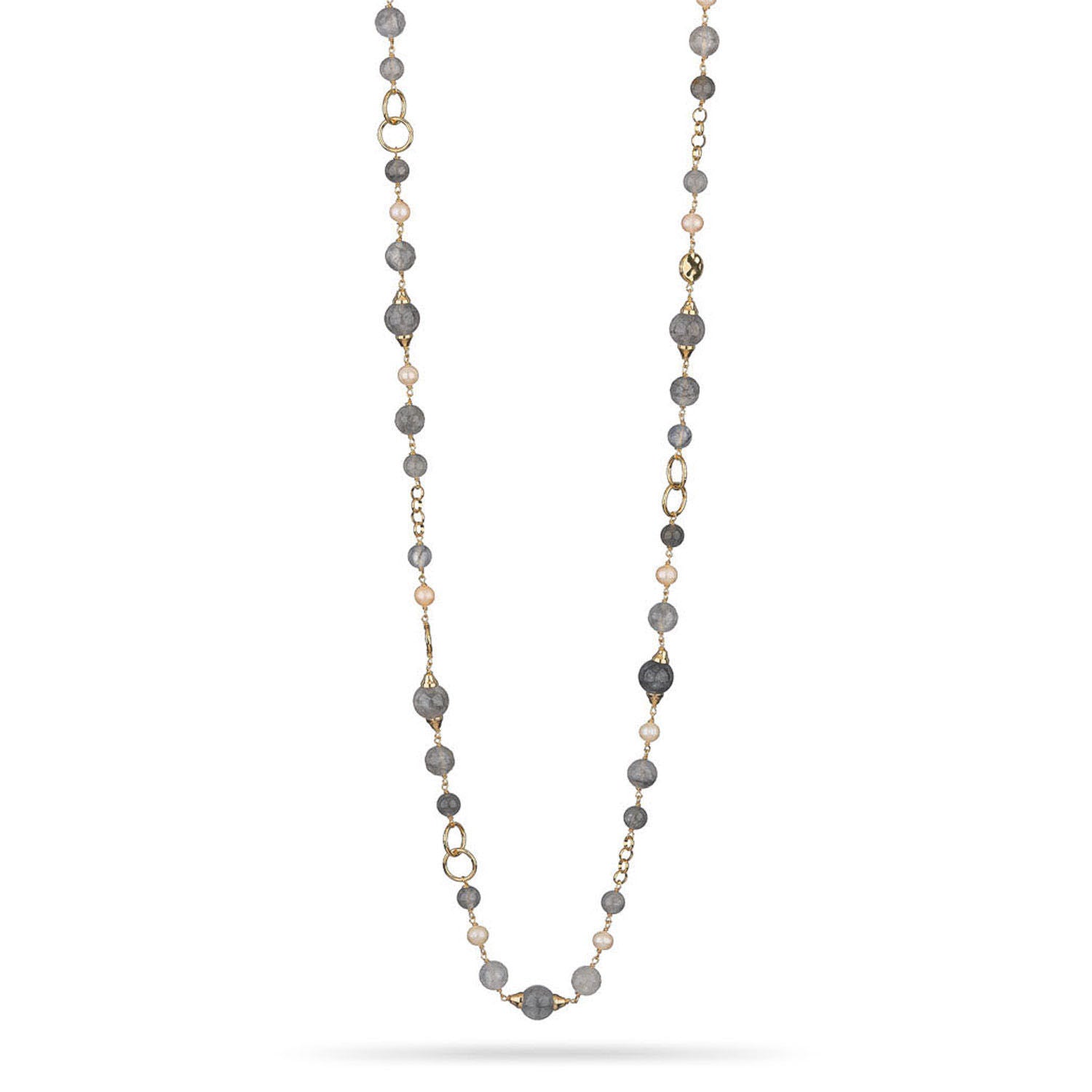 Κολιέ Swing από επιχρυσωμένο ασήμι 925° με quartz και μαργαριτάρια μπαρόκ Εικόνα 1