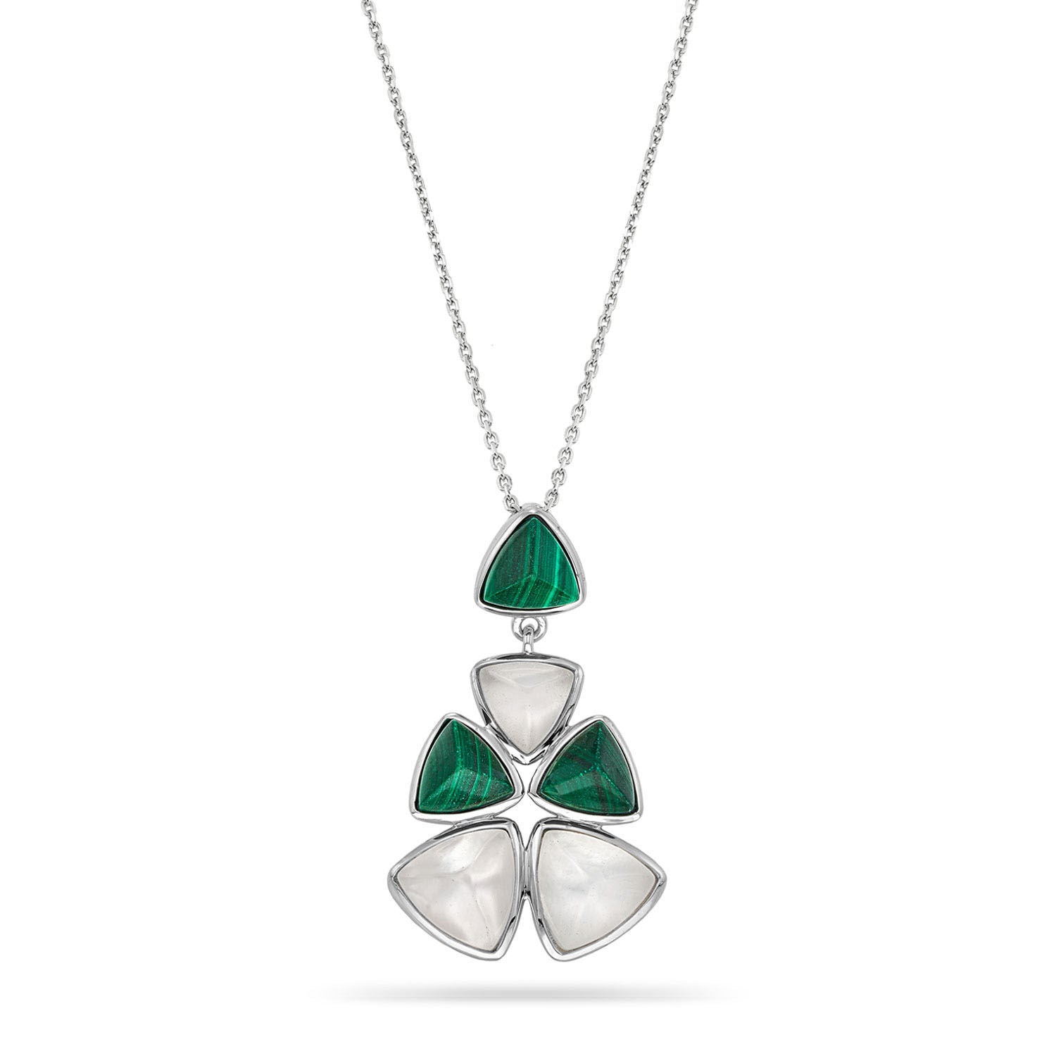 Κολιέ Iris από επιροδιωμένο ασήμι 925° με μαλαχίτη και quartz Εικόνα 1