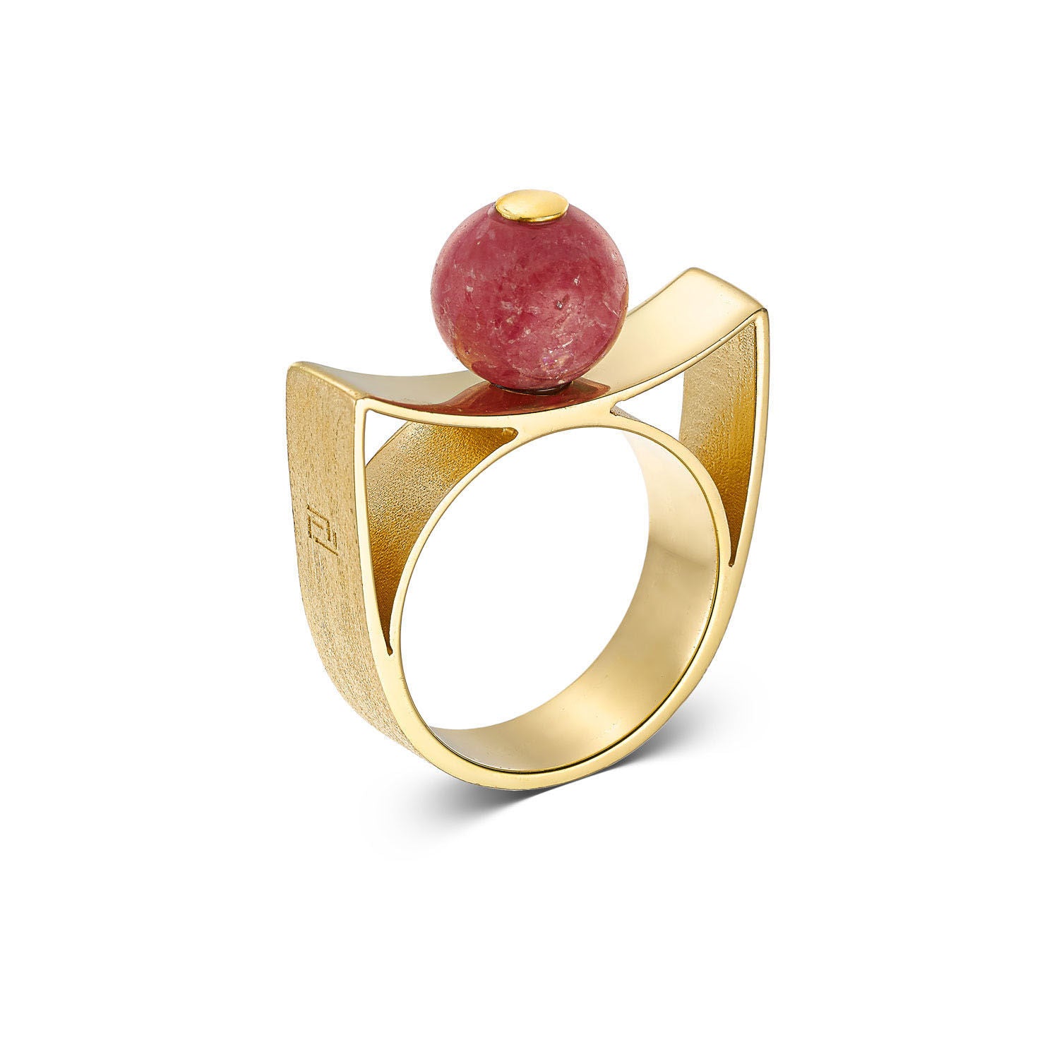 Δαχτυλίδι Hathor από επιχρυσωμένο ασήμι 925° με ροδονίτη Εικόνα 1