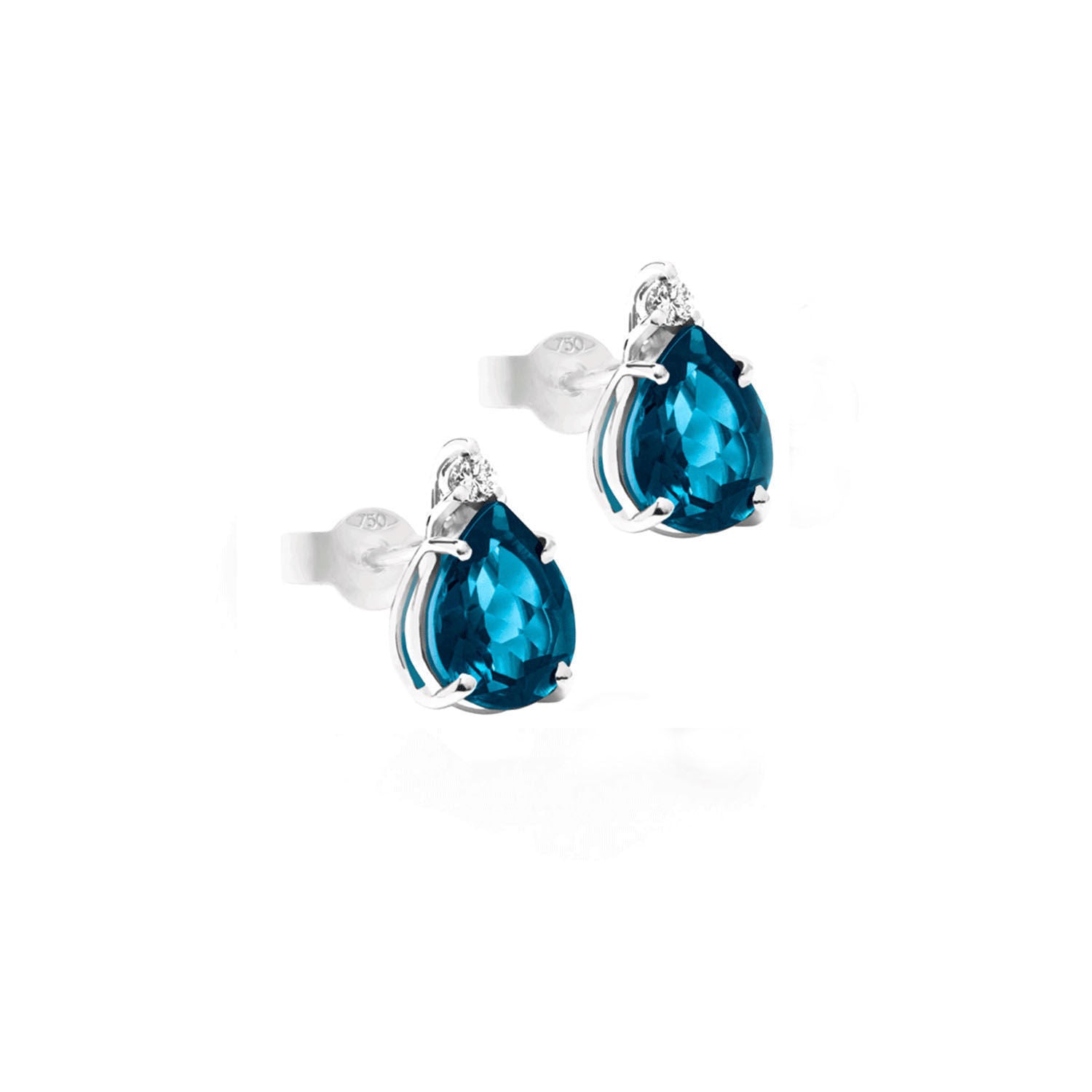Σκουλαρίκια Gems από λευκό χρυσό 18K με London blue topaz και διαμάντια μπριγιάν Εικόνα 1