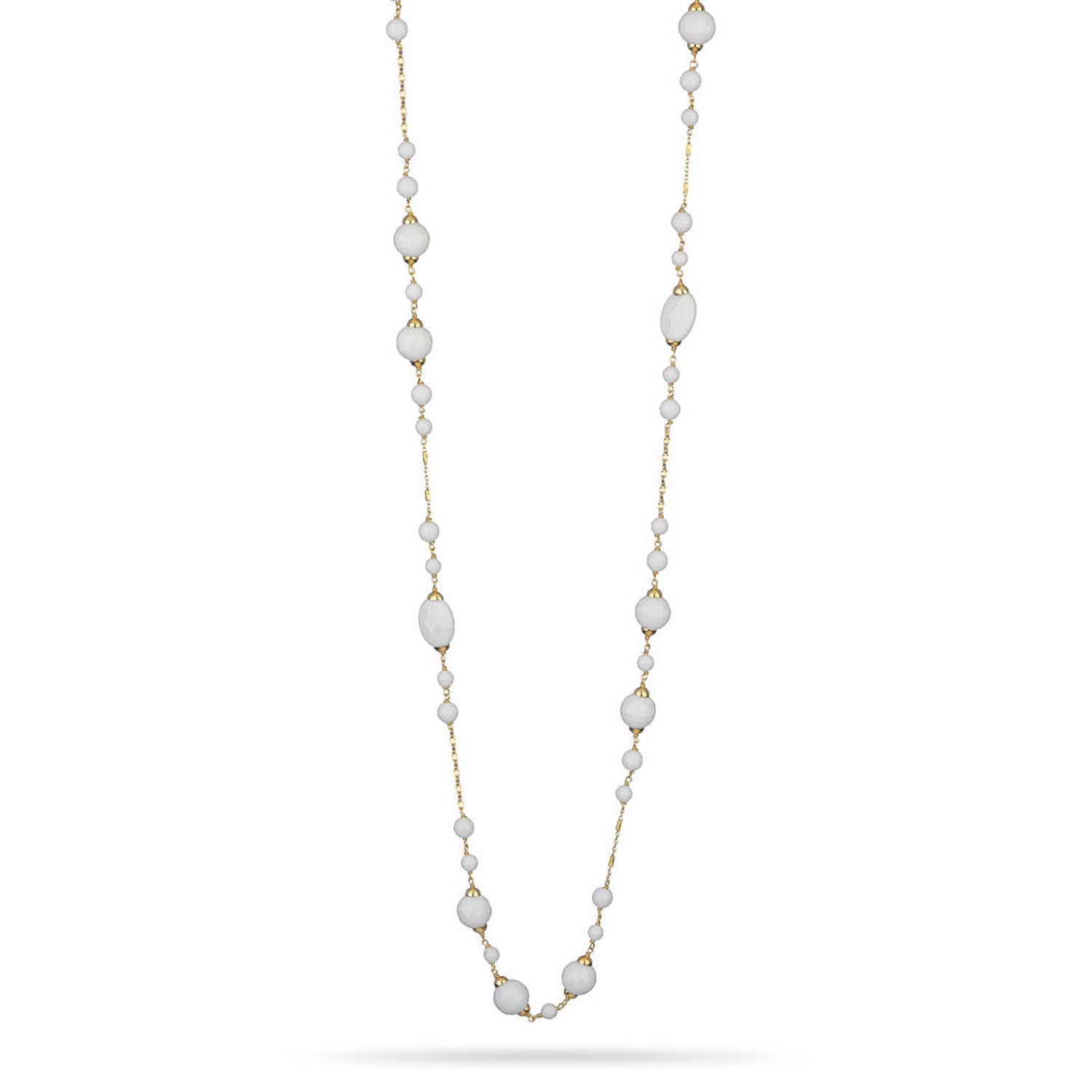 Κολιέ Swing από επιχρυσωμένο ασήμι 925° με λευκό αχάτη Εικόνα 1