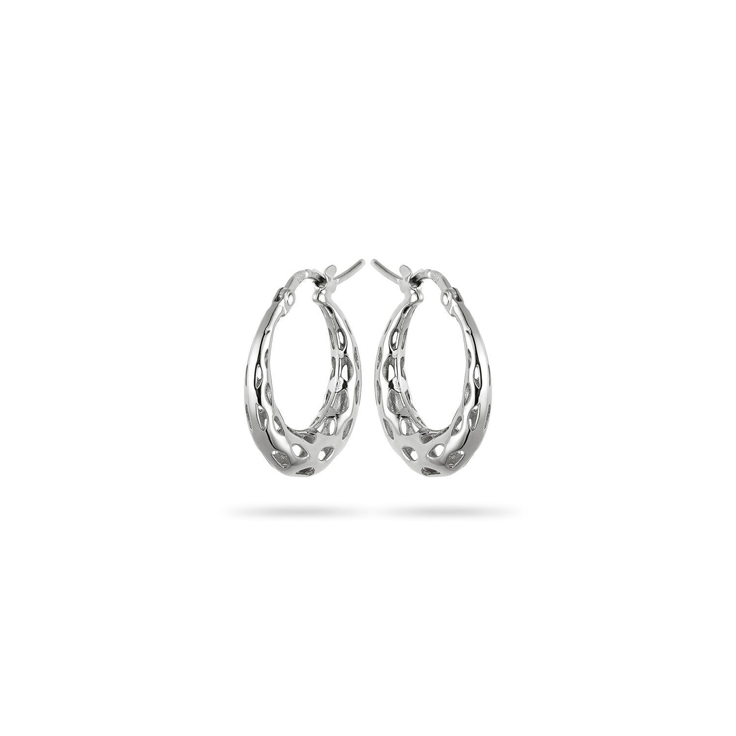 Σκουλαρίκια κρίκοι Artisanal από επιροδιωμένο ασήμι 925° Εικόνα 1