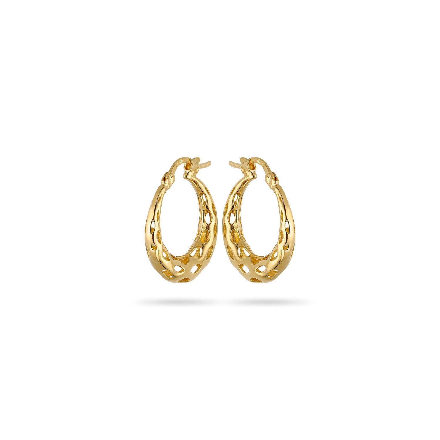 Σκουλαρίκια κρίκοι Artisanal από επιχρυσωμένο ασήμι 925° Εικόνα 1