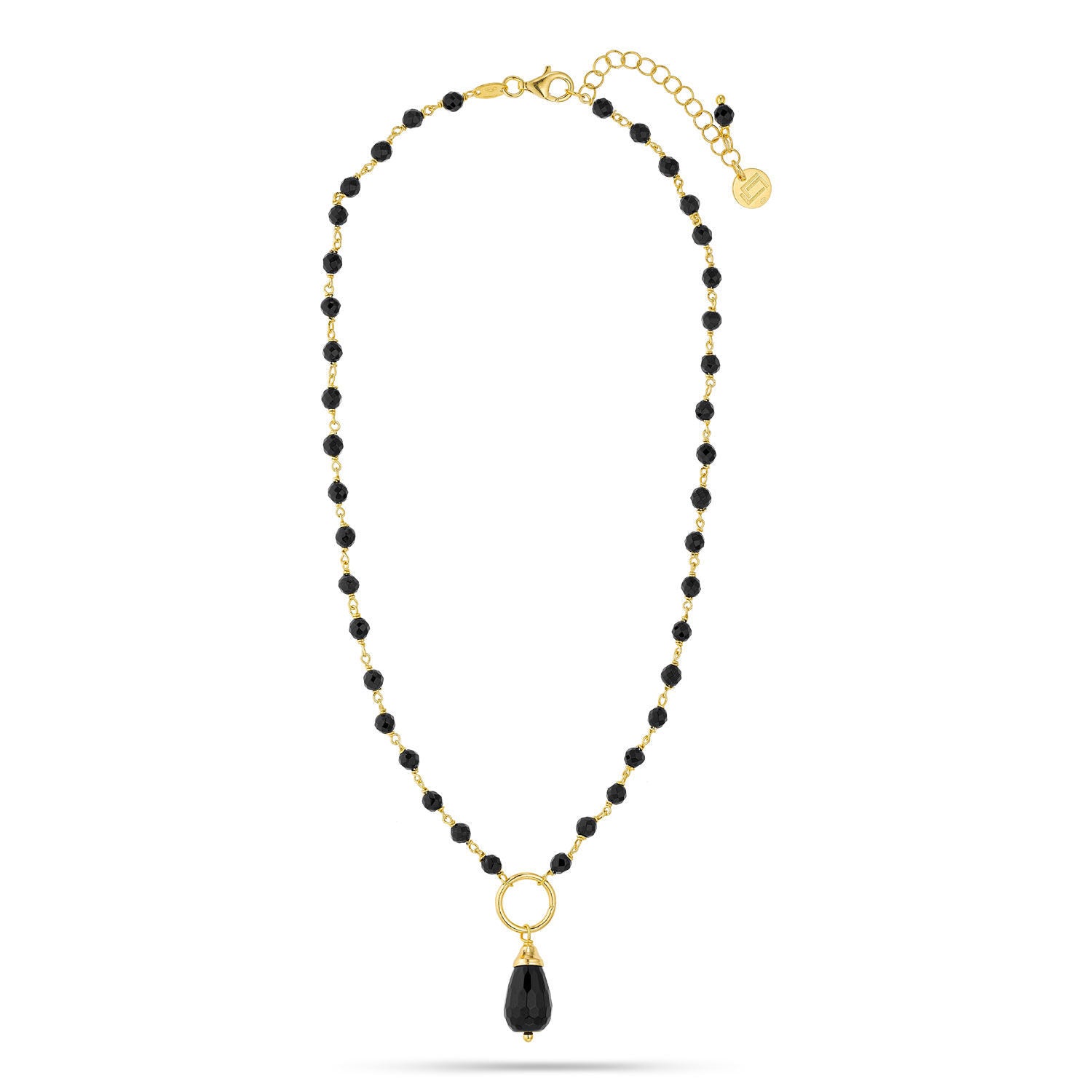 Κολιέ Swing από επιχρυσωμένο ασήμι 925° με μαύρο αχάτη Εικόνα 1