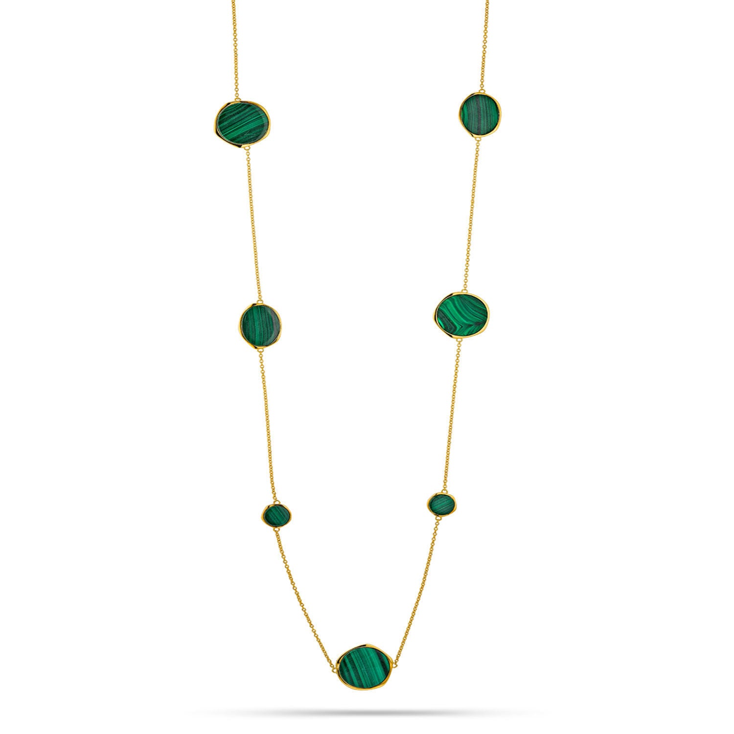 Κολιέ Iris από επιχρυσωμένο ασήμι 925° με μαλαχίτη Εικόνα 1