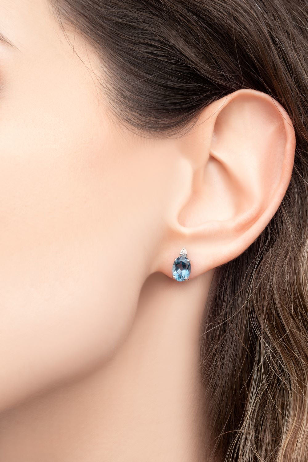 Σκουλαρίκια Gems από λευκό χρυσό 18K με London blue topaz και διαμάντια μπριγιάν Εικόνα 2