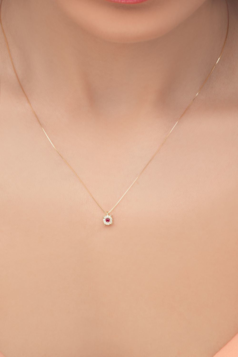 Κολιέ Gems από χρυσό 18K με ρουμπίνι και διαμάντια μπριγιάν Εικόνα 2