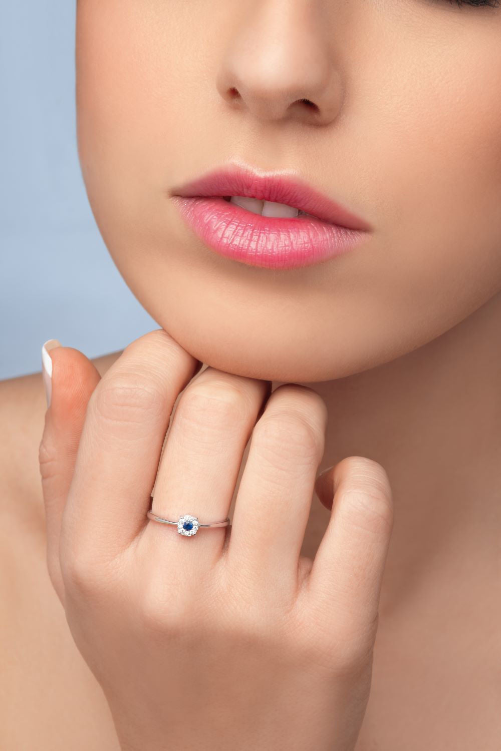 Δαχτυλίδι Gems από λευκό χρυσό 18K με ζαφείρι και διαμάντια μπριγιάν Εικόνα 2