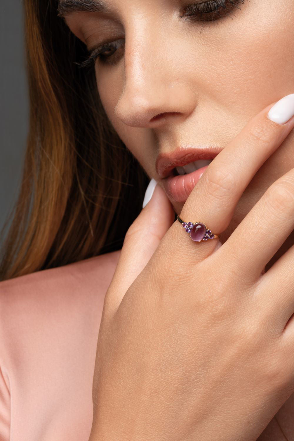 Δαχτυλίδι Secret Garden από χρυσό 14K με αμέθυστο Εικόνα 2