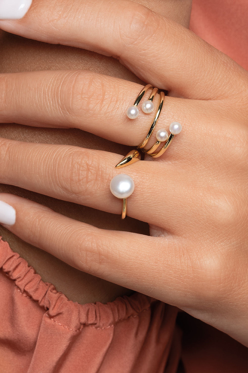 Δαχτυλίδι Pearls από επιχρυσωμένο ασήμι 925° με freshwater pearl Εικόνα 2