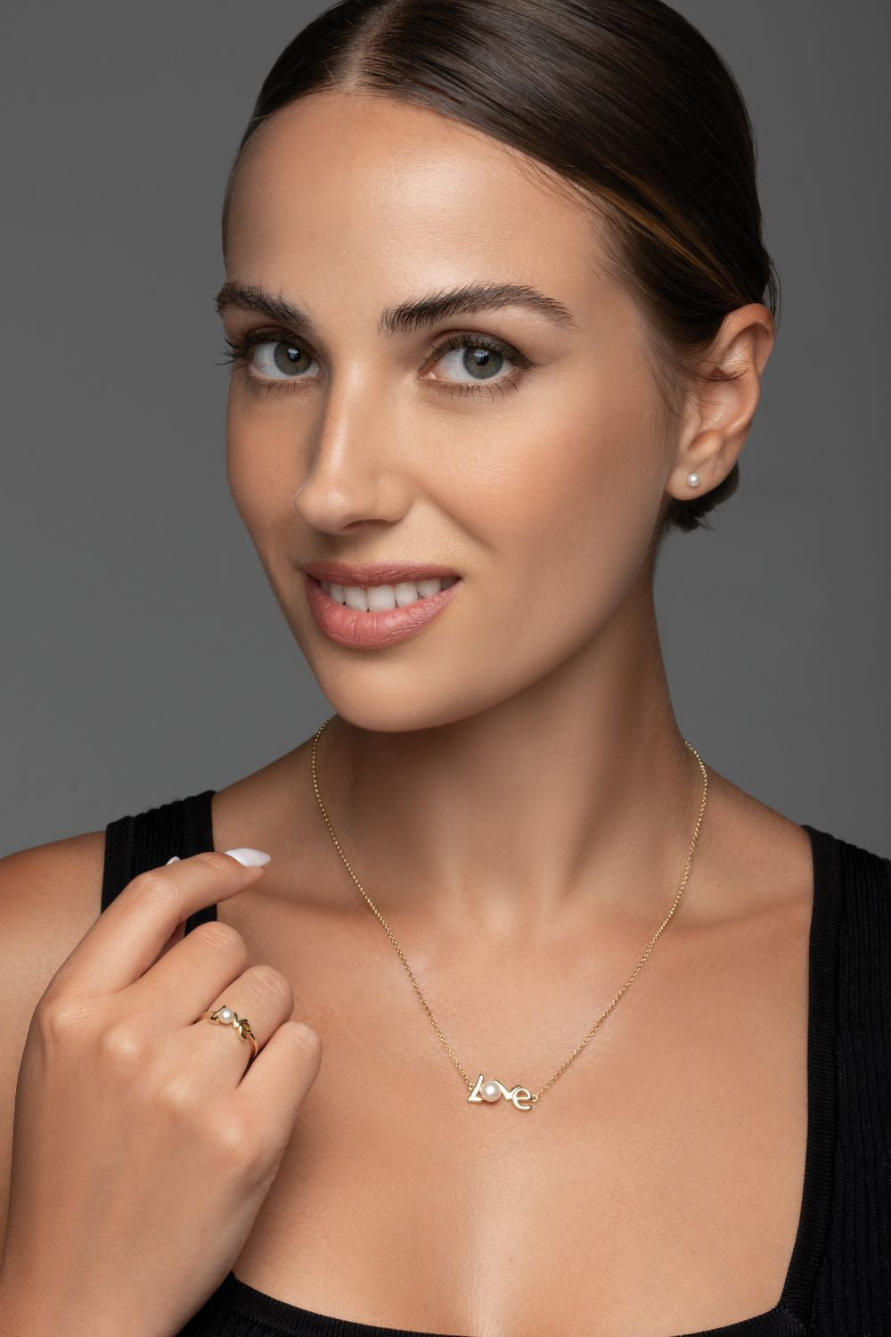 Δαχτυλίδι Pearls ''Love'' από επιχρυσωμένο ασήμι 925° με freshwater pearl Εικόνα 3