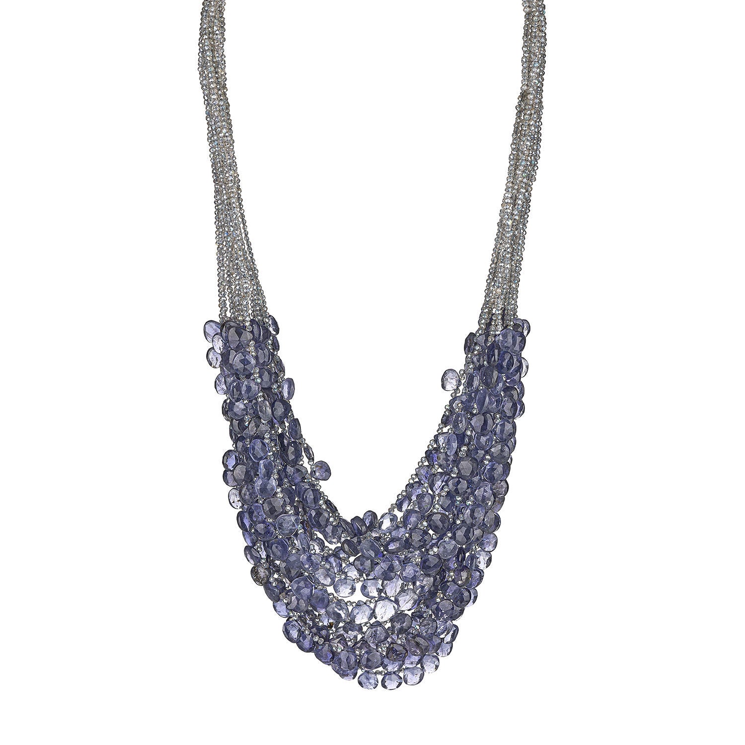 Κολιέ Rio από λαμπραντορίτη και ιολίτη με επιχρυσωμένο ασήμι 925° Εικόνα 1