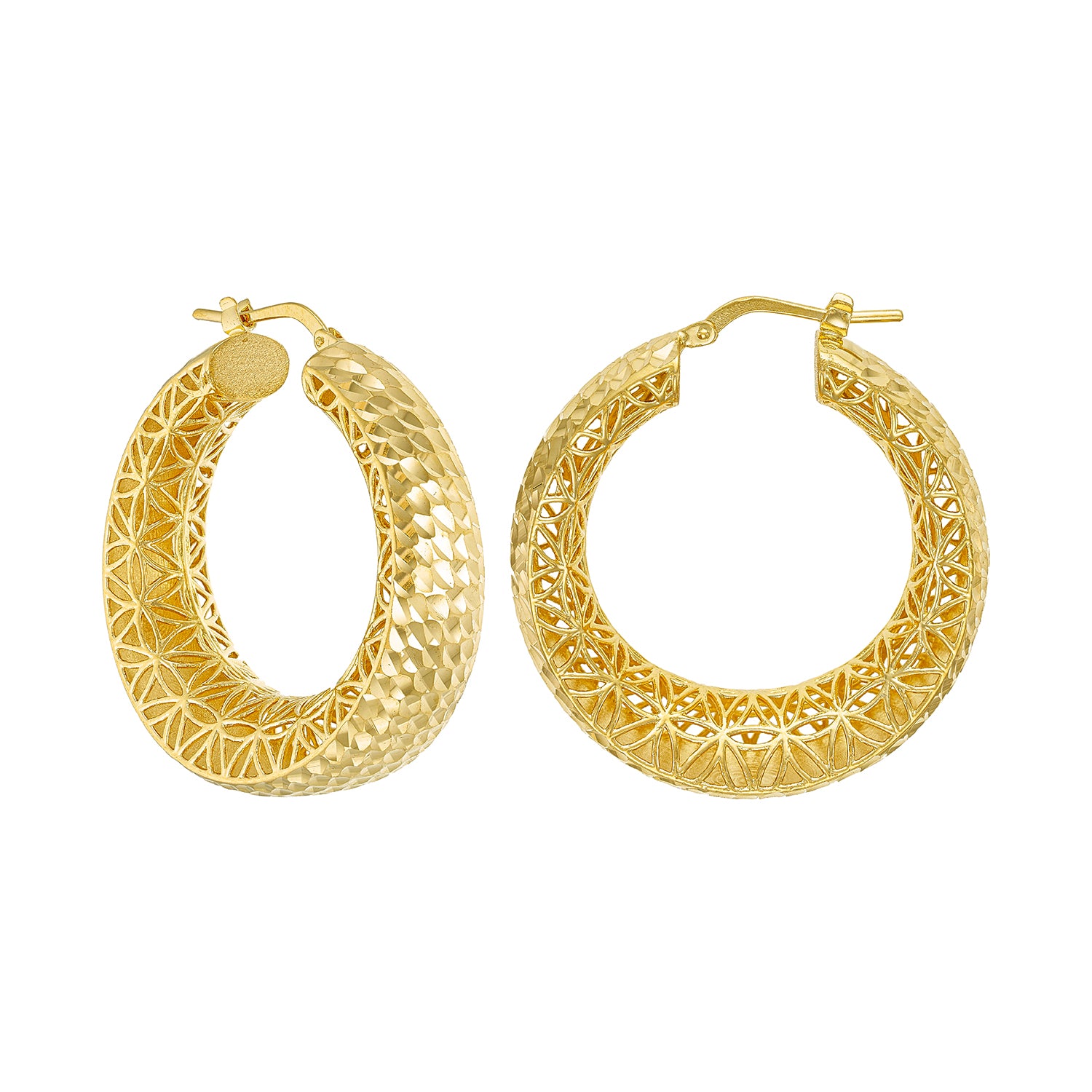 Σκουλαρίκια κρίκοι Artisanal από επιχρυσωμένο ασήμι 925° Εικόνα 1