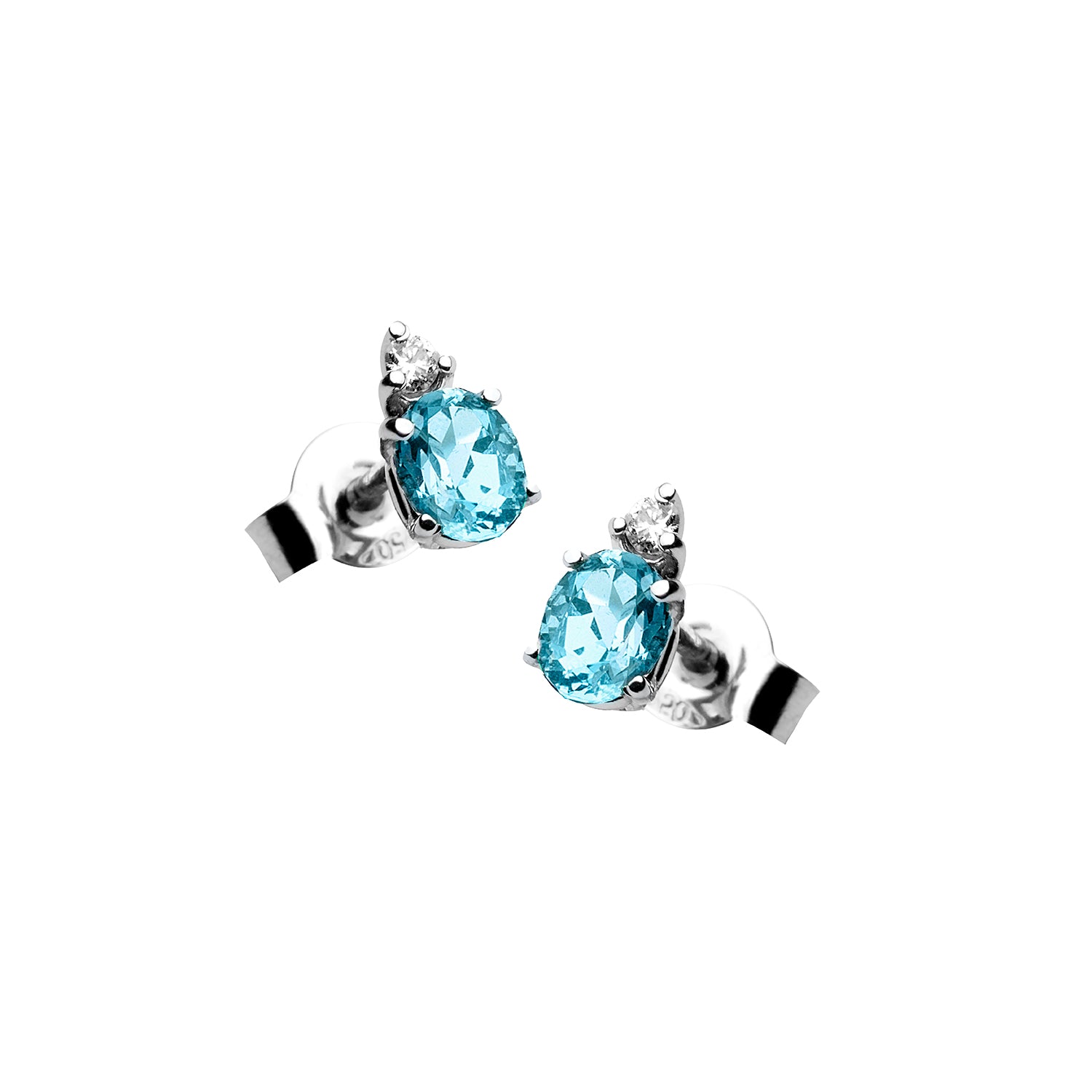 Σκουλαρίκια Gems από λευκό χρυσό 18K με ακουαμαρίνα με και διαμάντια μπριγιάν Εικόνα 1