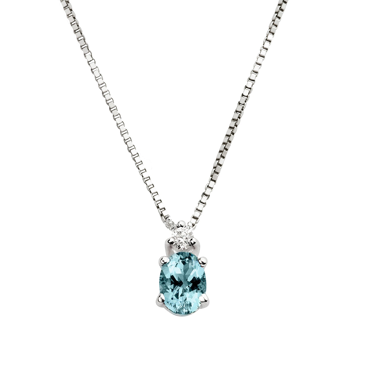 Κολιέ Gems από λευκό χρυσό 18K με ακουαμαρίνα με και διαμάντια μπριγιάν Εικόνα 1