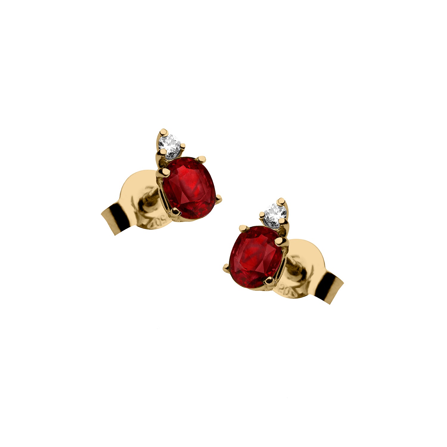 Σκουλαρίκια Gems από χρυσό 18K με ρουμπίνι και διαμάντια μπριγιάν Εικόνα 1