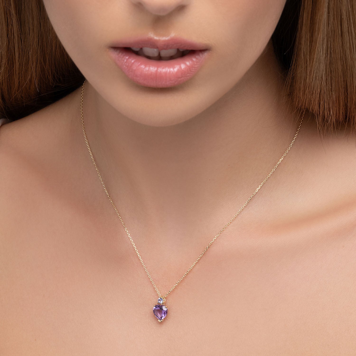 Κολιέ Secret Garden από χρυσό 14K με αμέθυστο και τανζανίτη Εικόνα 2