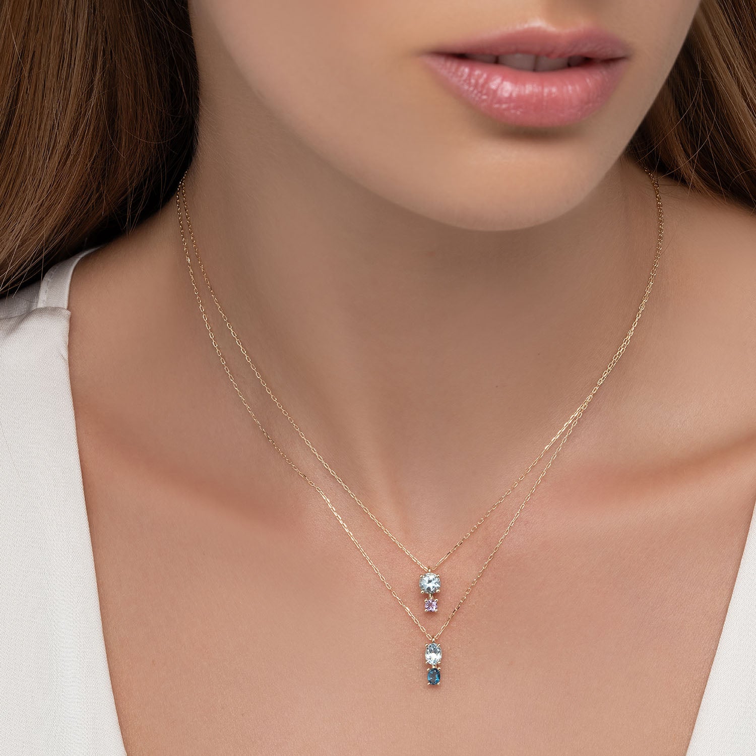 Κολιέ Secret Garden από χρυσό 14K με London blue topaz και blue topaz Εικόνα 3