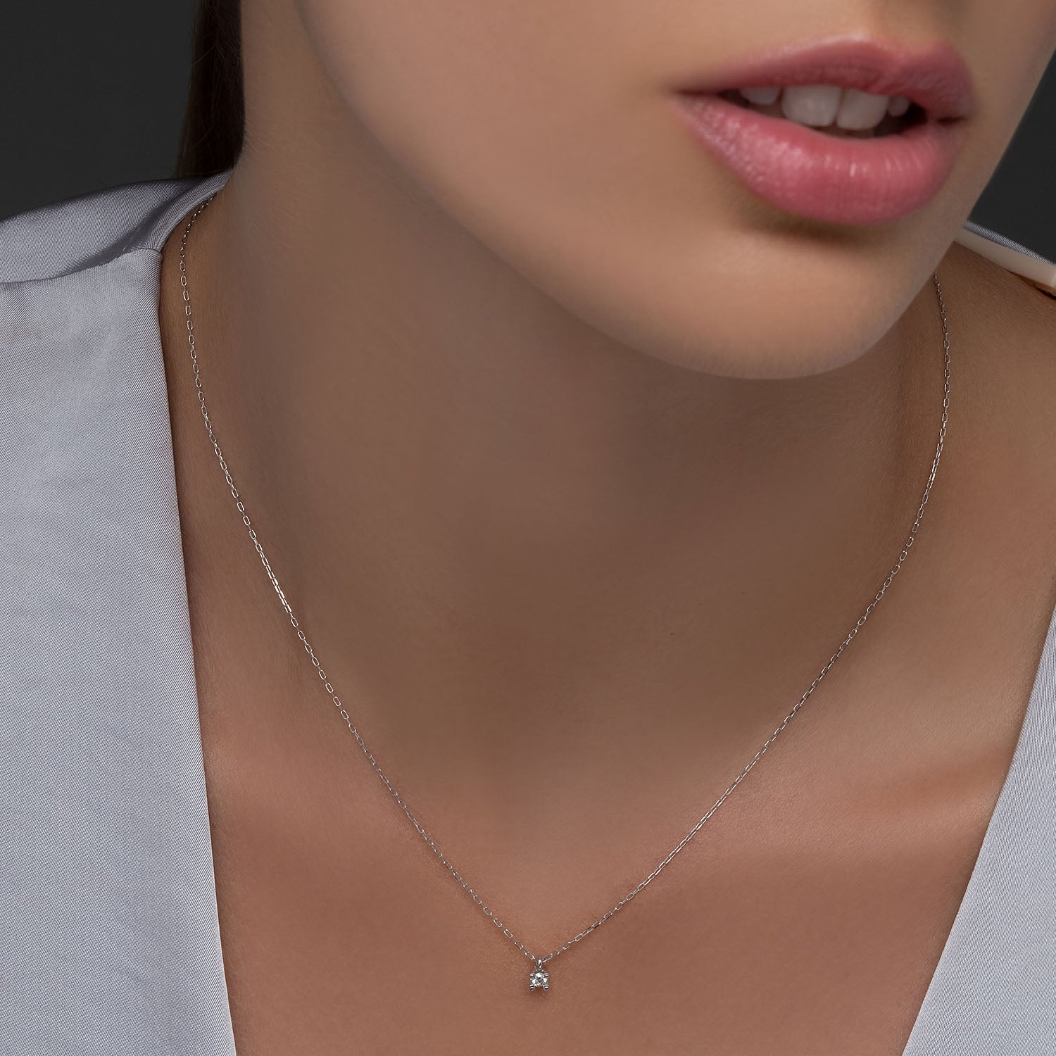 Κολιέ Diamonds από λευκό χρυσό 18K με διαμάντια μπριγιάν Εικόνα 2