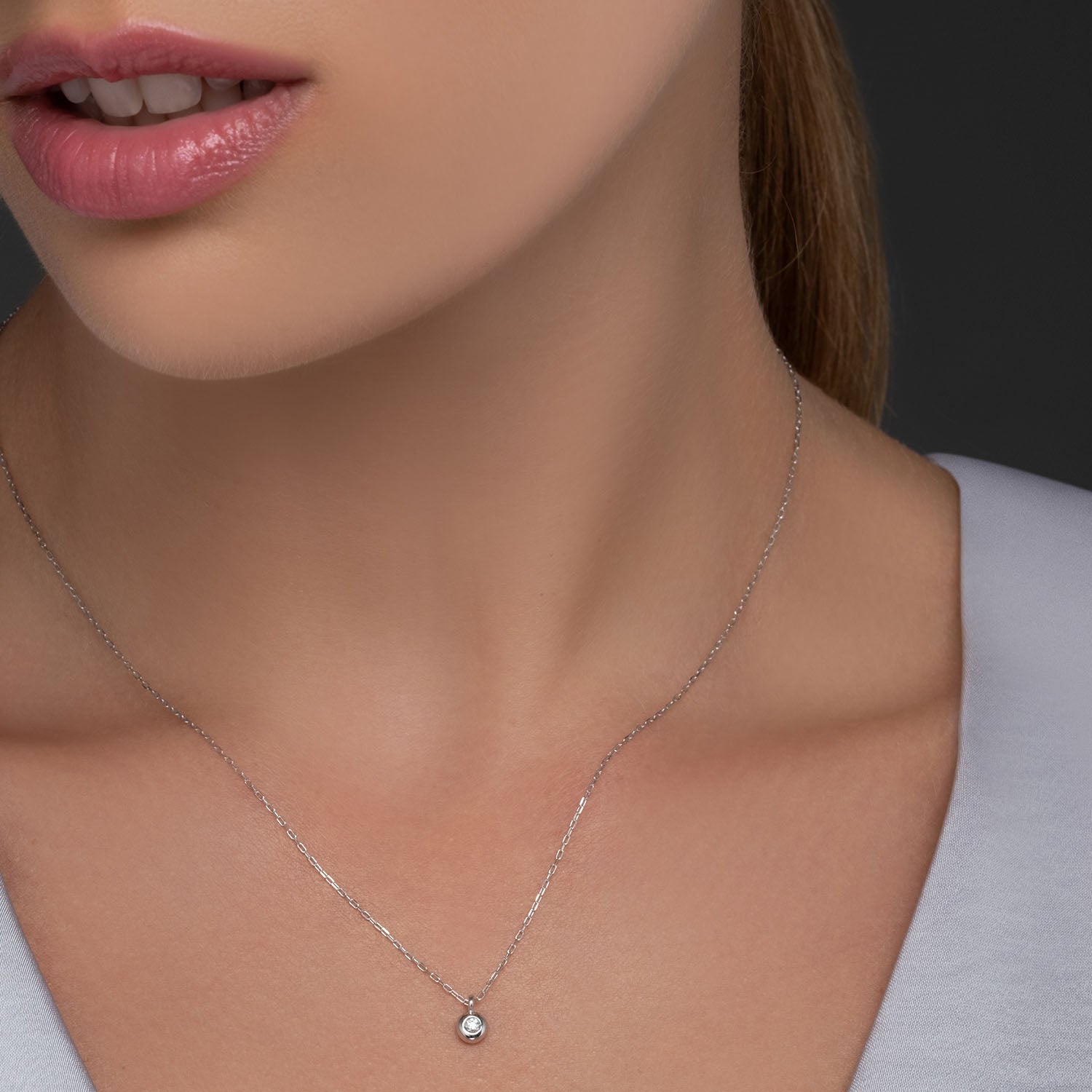 Κολιέ Diamonds από λευκό χρυσό 18K με διαμάντι μπριγιάν Εικόνα 2