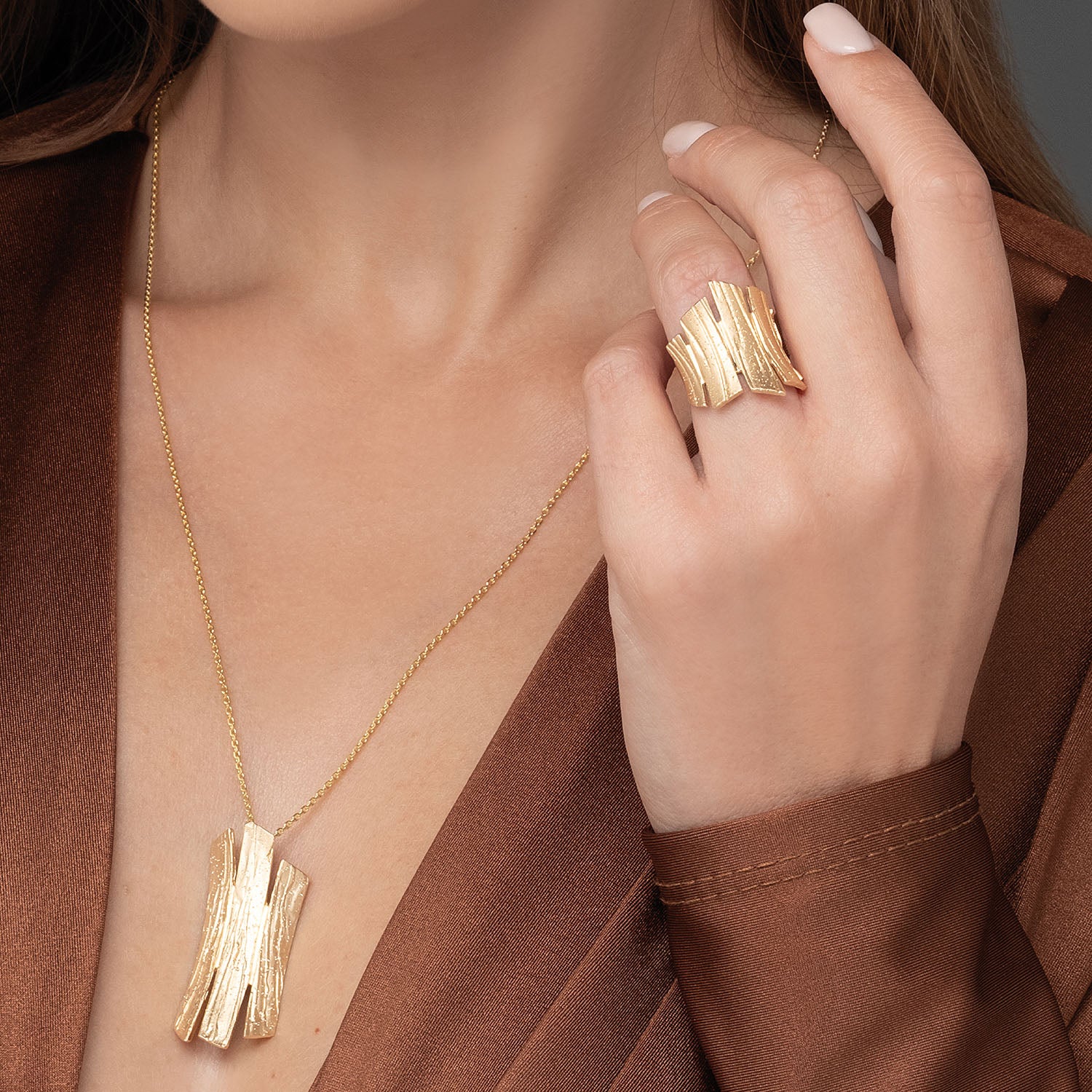 Κολιέ Terra από επιχρυσωμένο ασήμι 925° Εικόνα 2