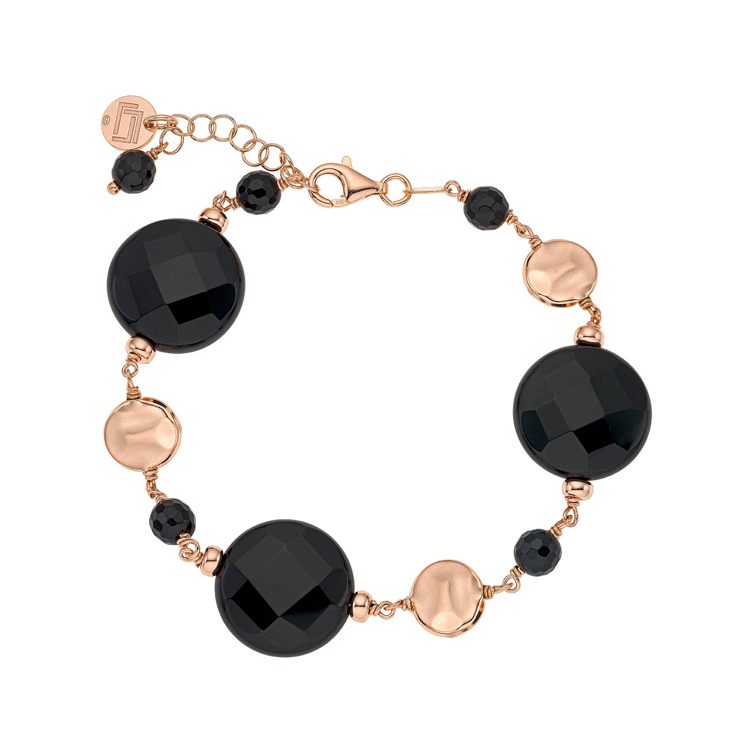 Βραχιόλι Swing από ροζ επιχρυσωμένο ασήμι 925° με αχάτη Εικόνα 1