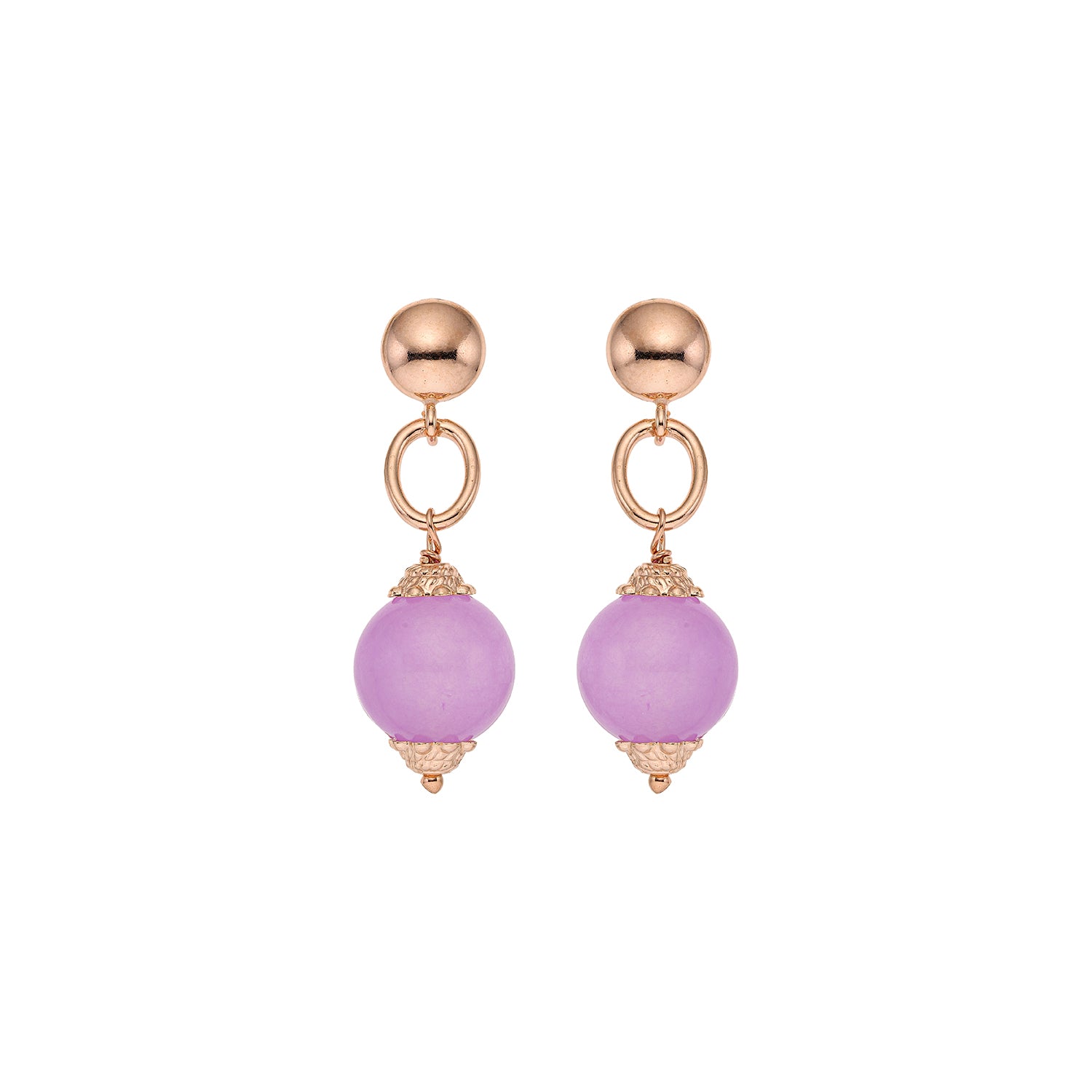 Σκουλαρίκια Swing από ροζ επιχρυσωμένο ασήμι 925° με νεφρίτη Εικόνα 1