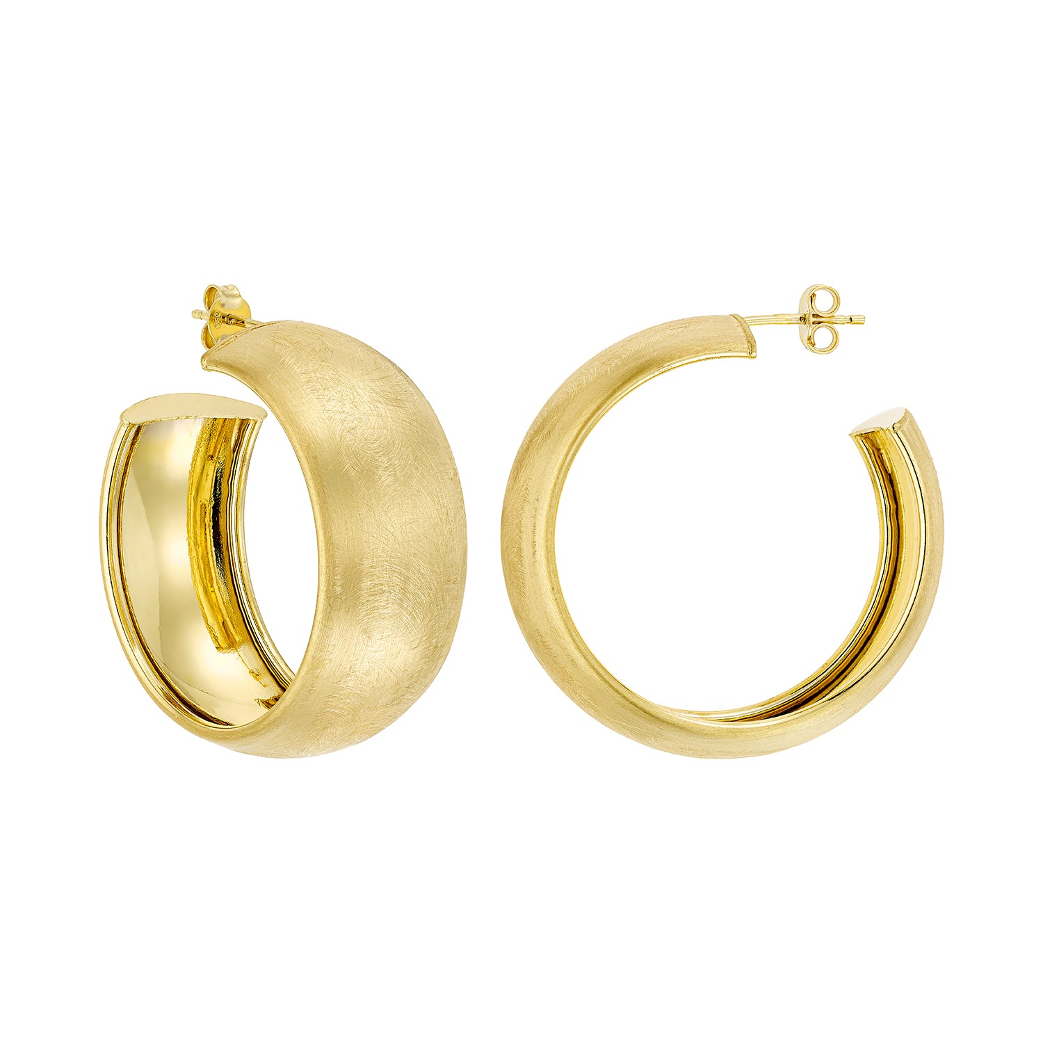 Σκουλαρίκια κρίκοι Roma από ματ επιχρυσωμένο ασήμι 925° Εικόνα 1