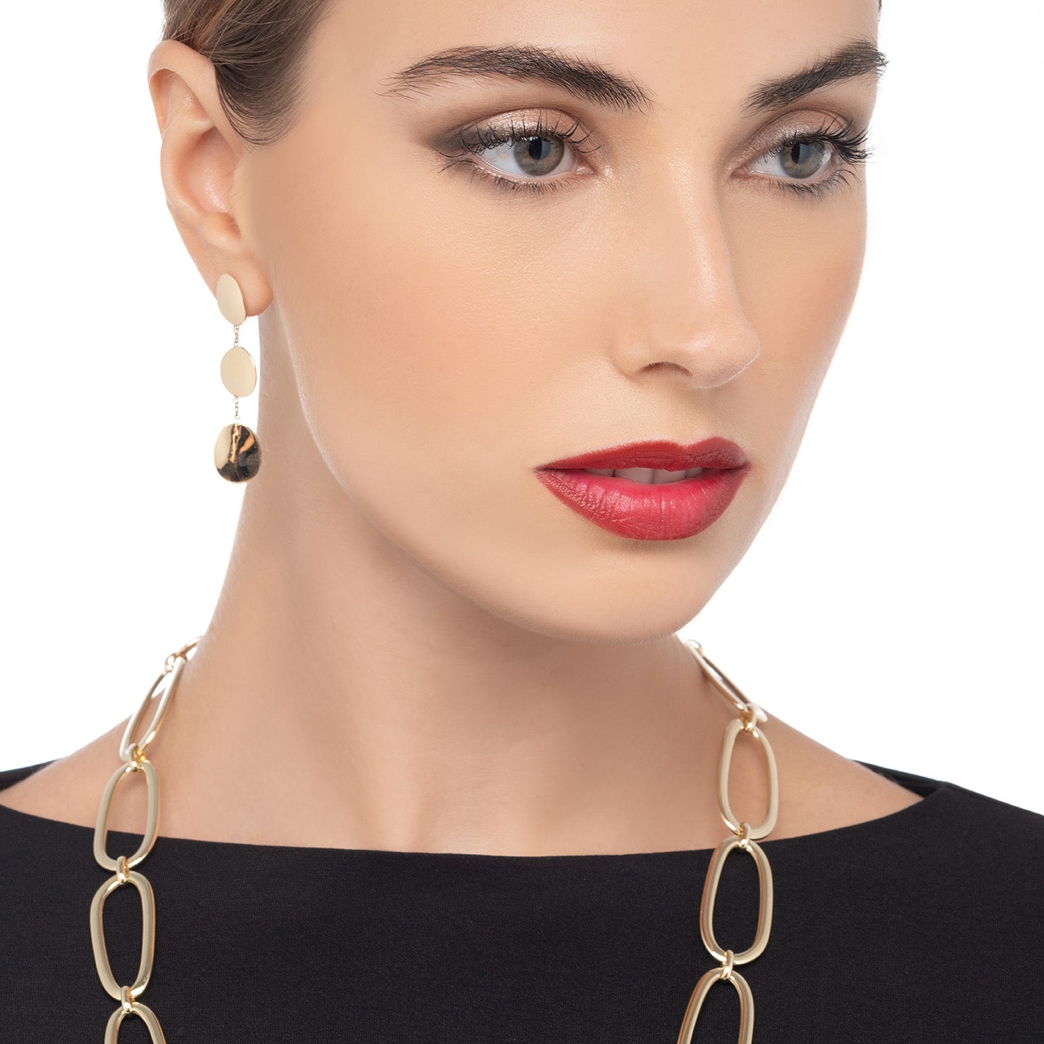 Σκουλαρίκια Aurum από χρυσό 18Κ με κυκλικά στοιχεία Εικόνα 2