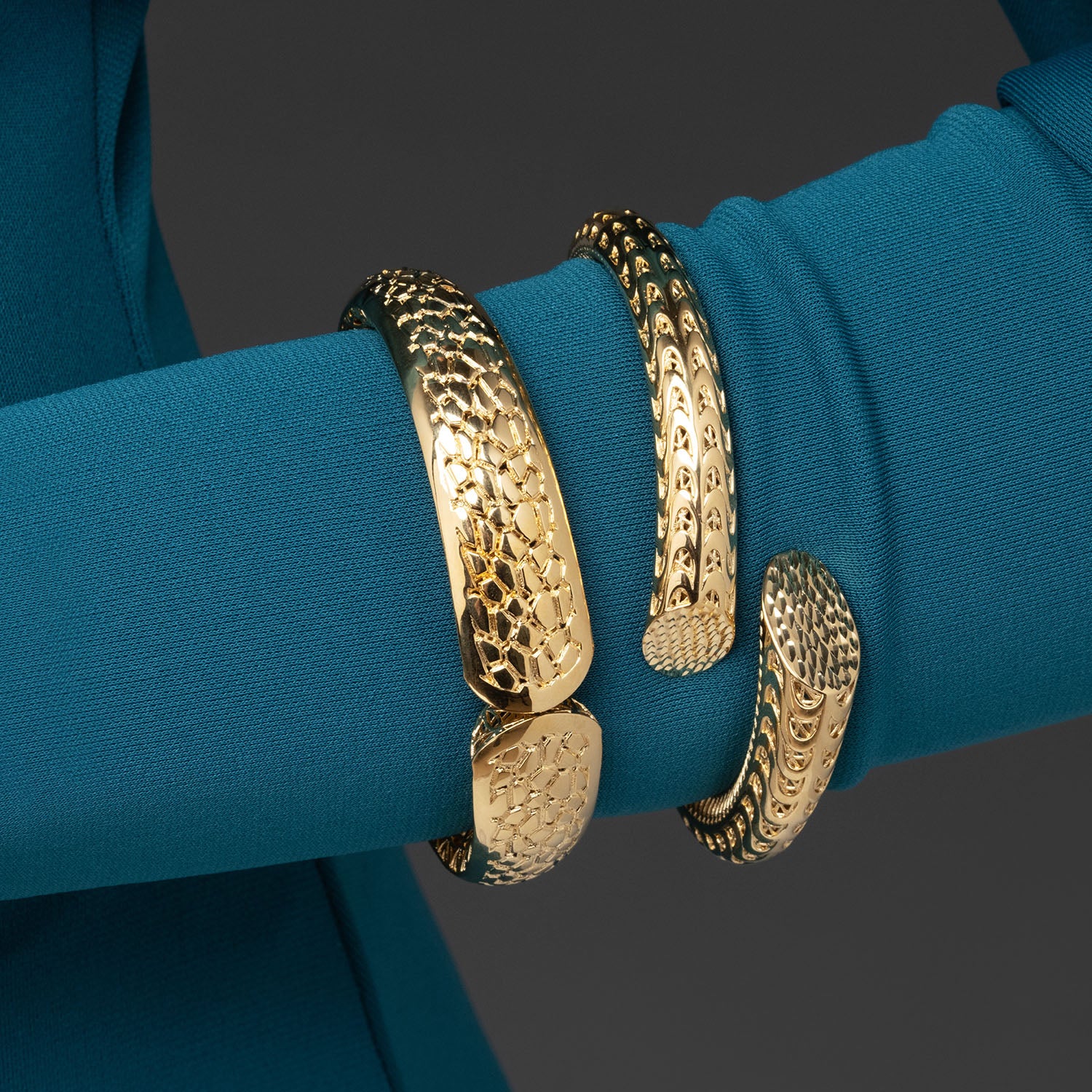 Βραχιόλι Artisanal σταθερό από επιχρυσωμένο ασήμι 925° Εικόνα 2